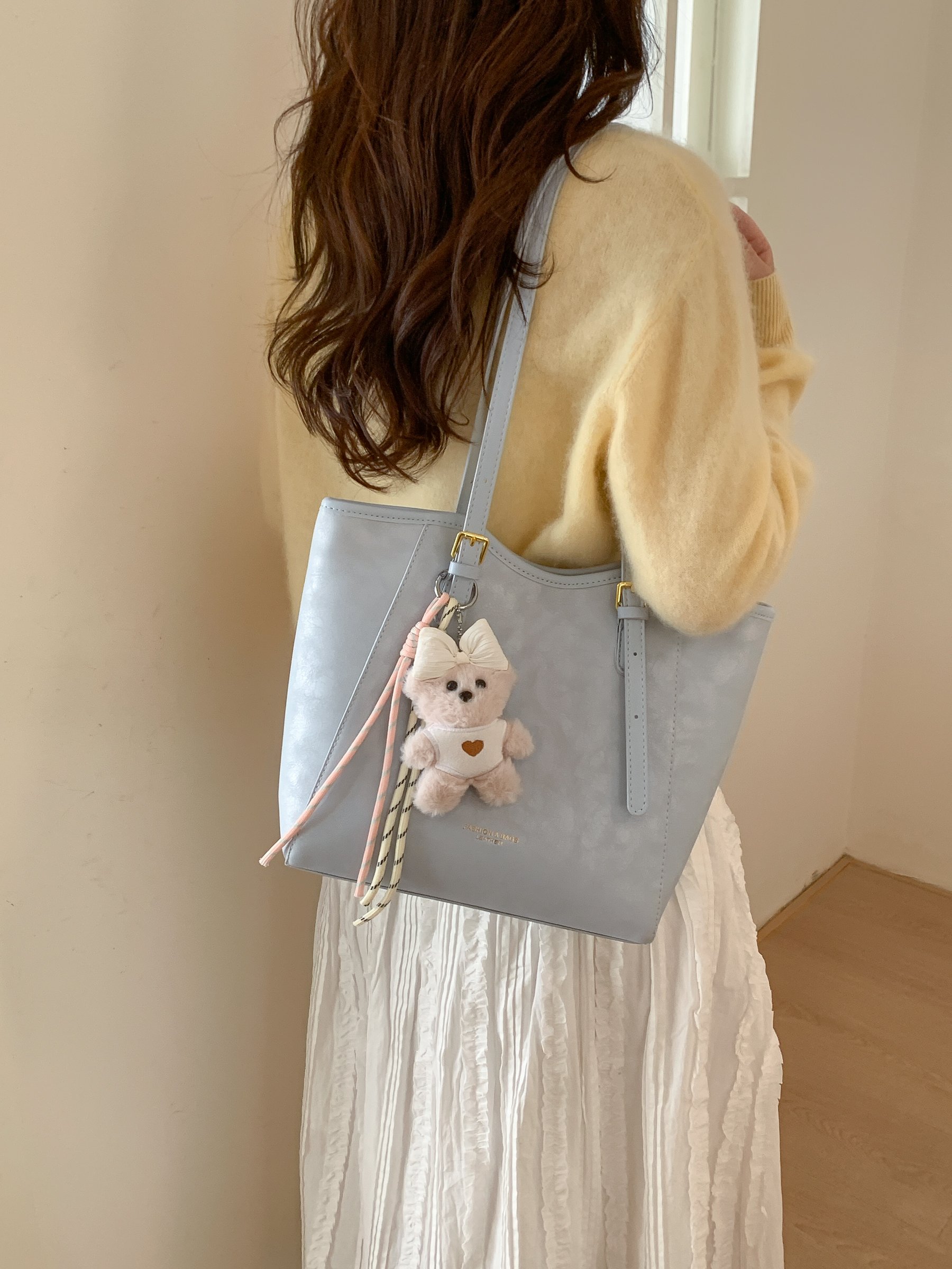 Blue Shoulder Bag with Charm