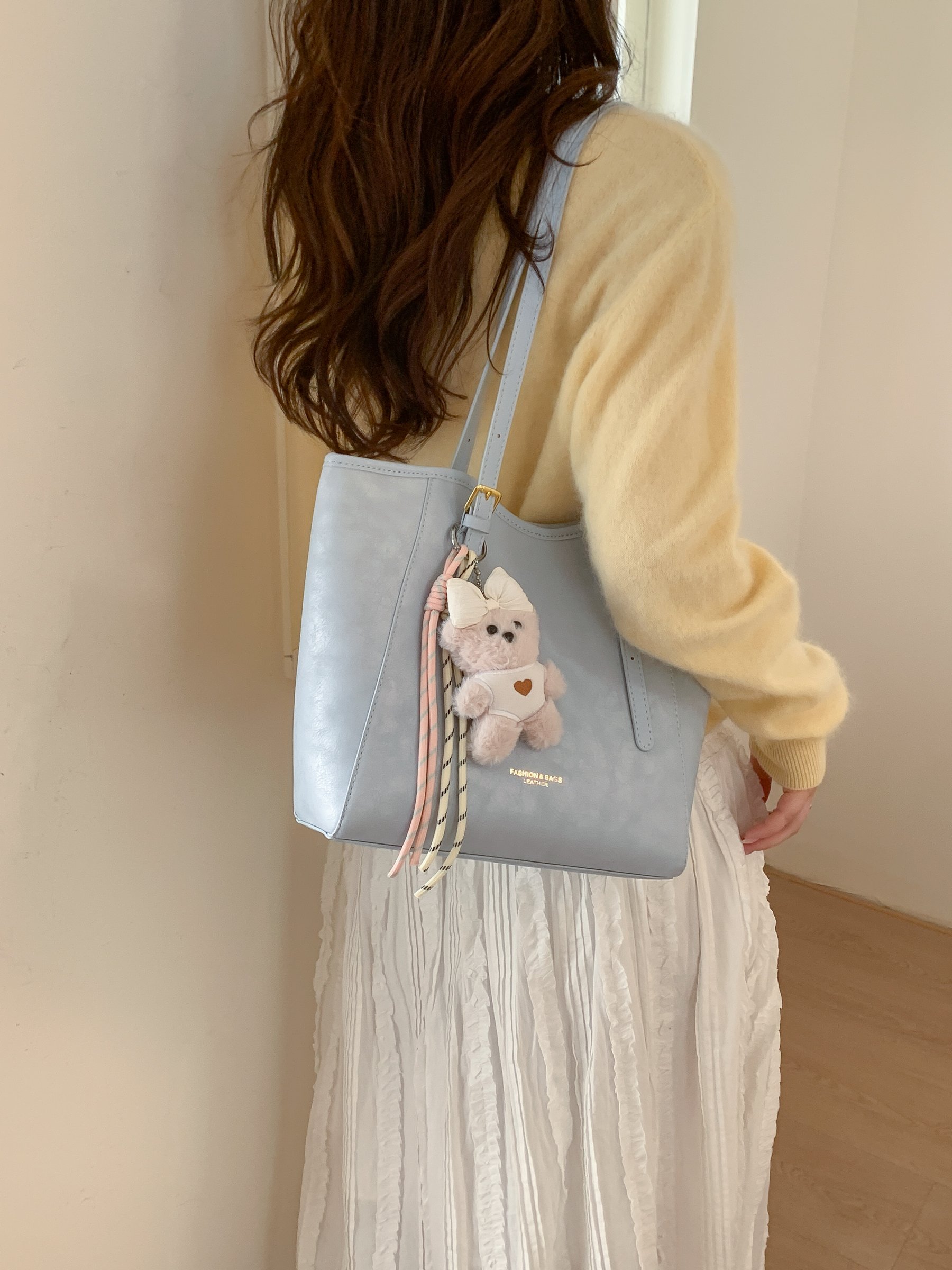 Blue Shoulder Bag with Charm