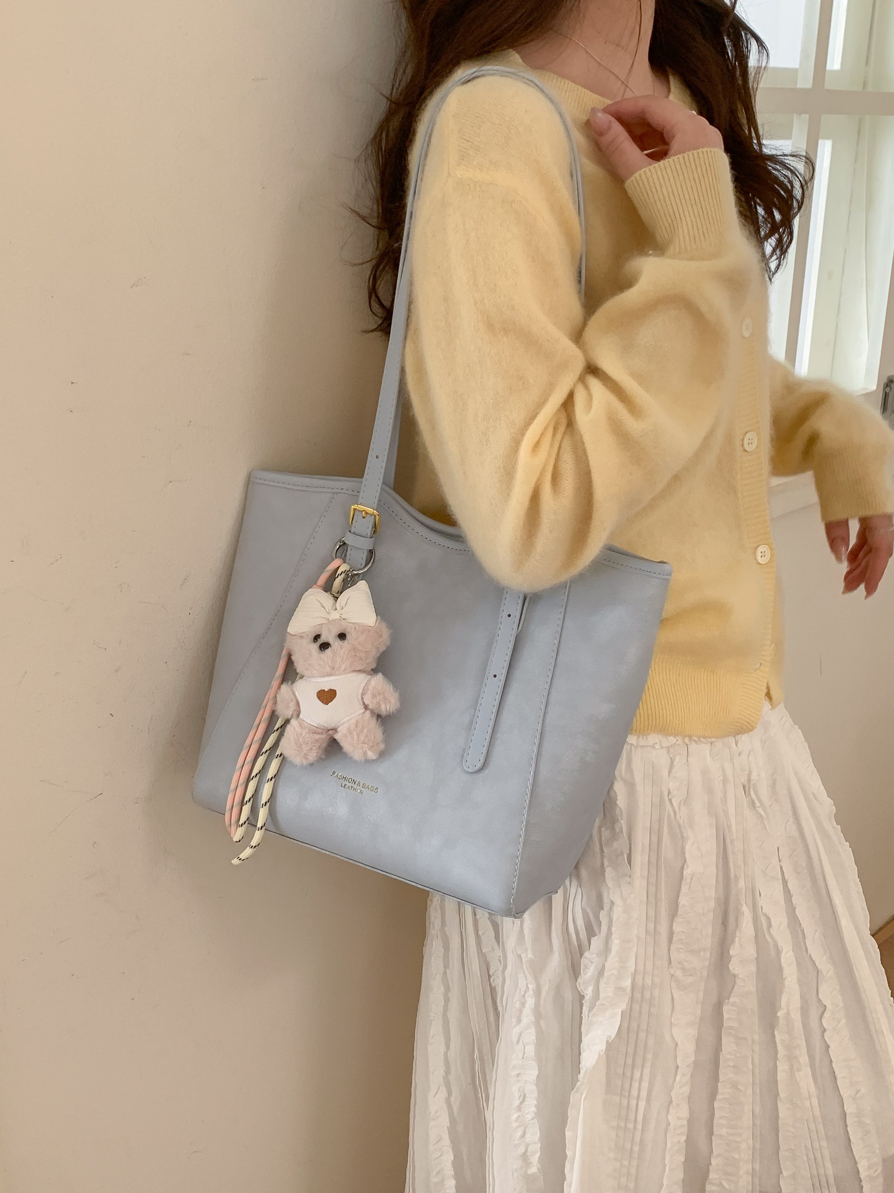 Blue Shoulder Bag with Charm