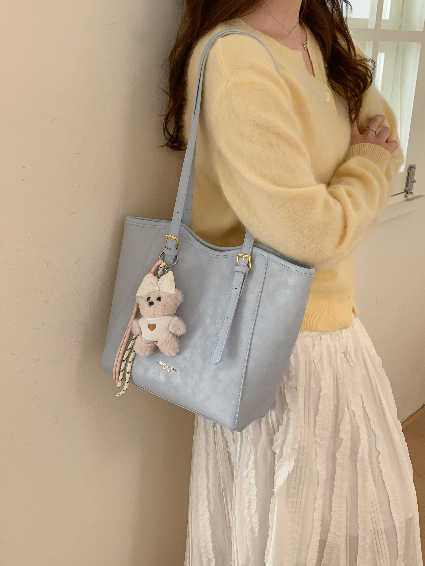 Blue Shoulder Bag with Charm