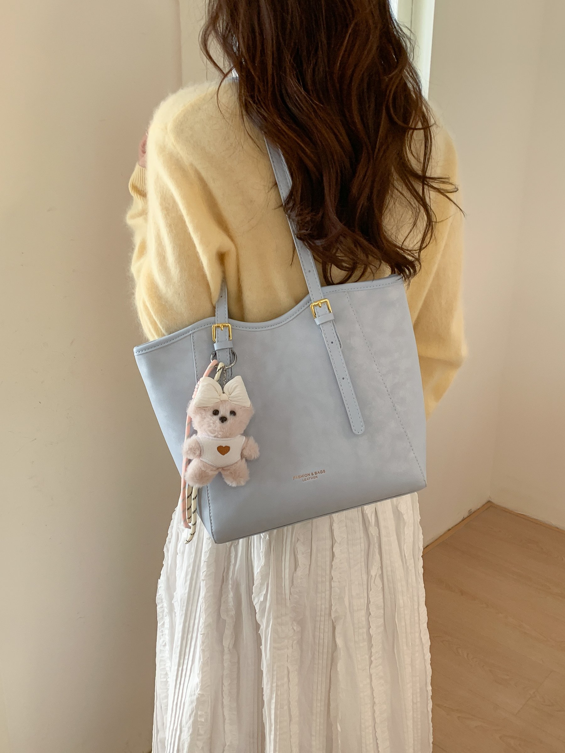 Blue Shoulder Bag with Charm