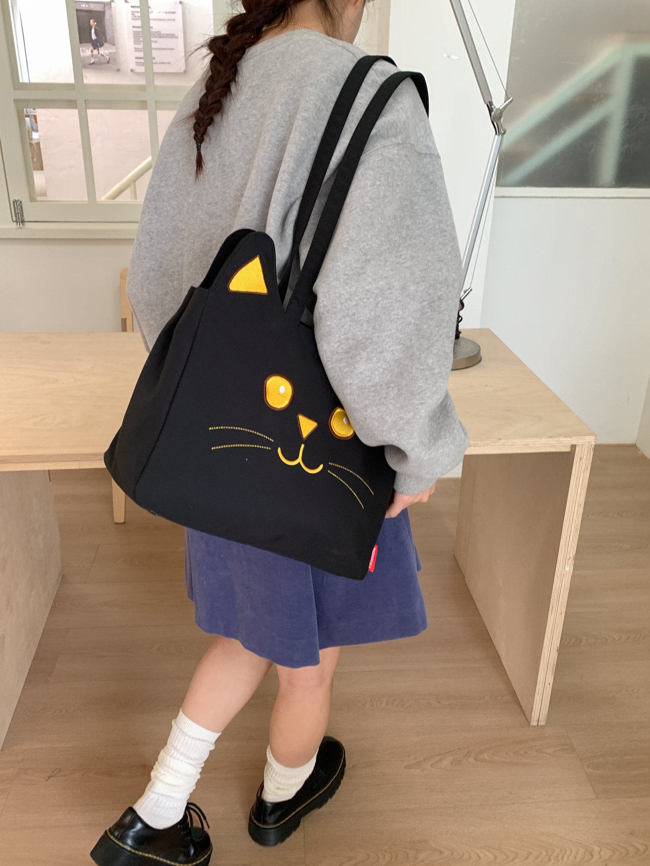 Black Cat-Face Shoulder Bag