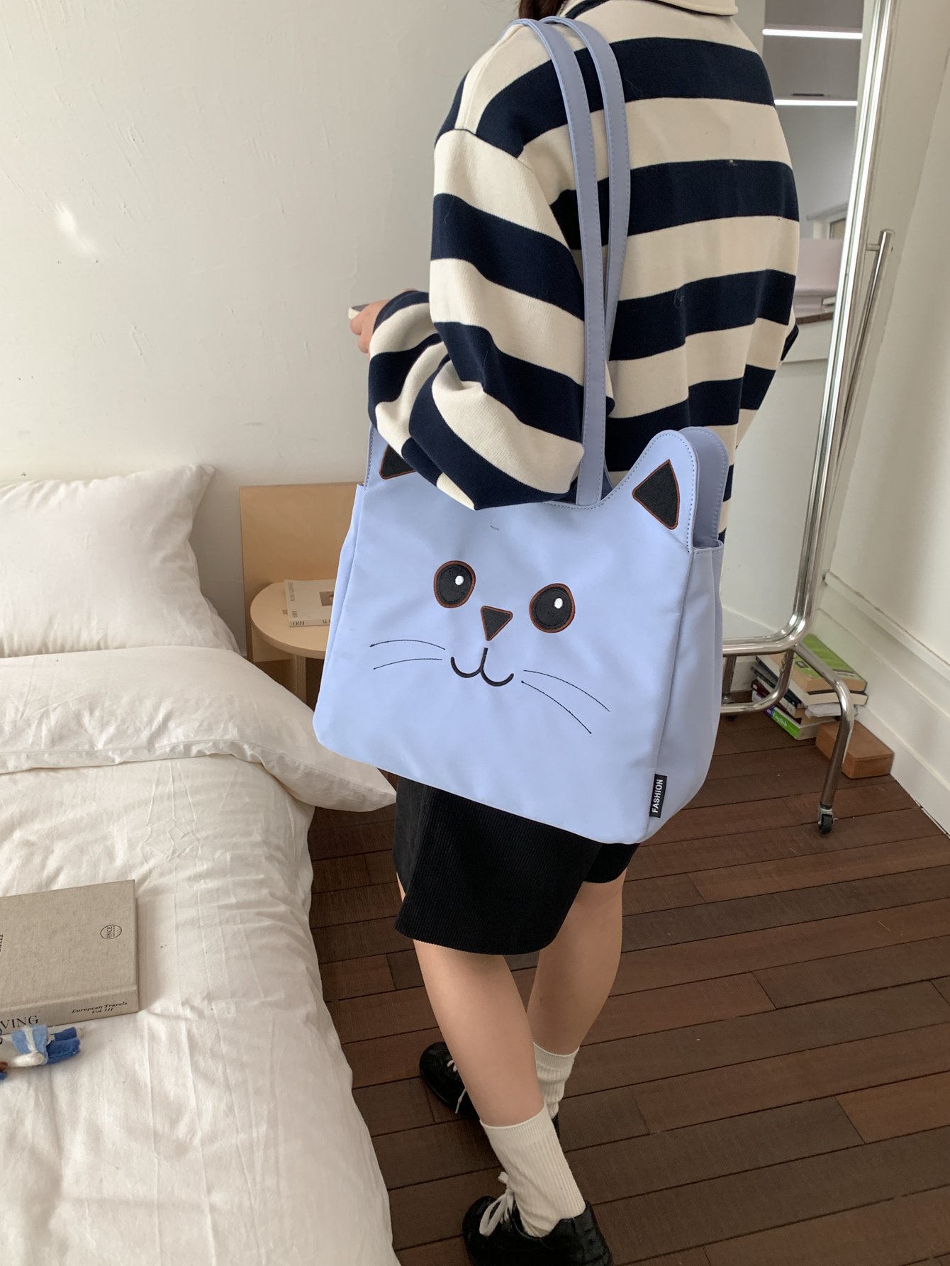 Blue Cat Face Shoulder Bag