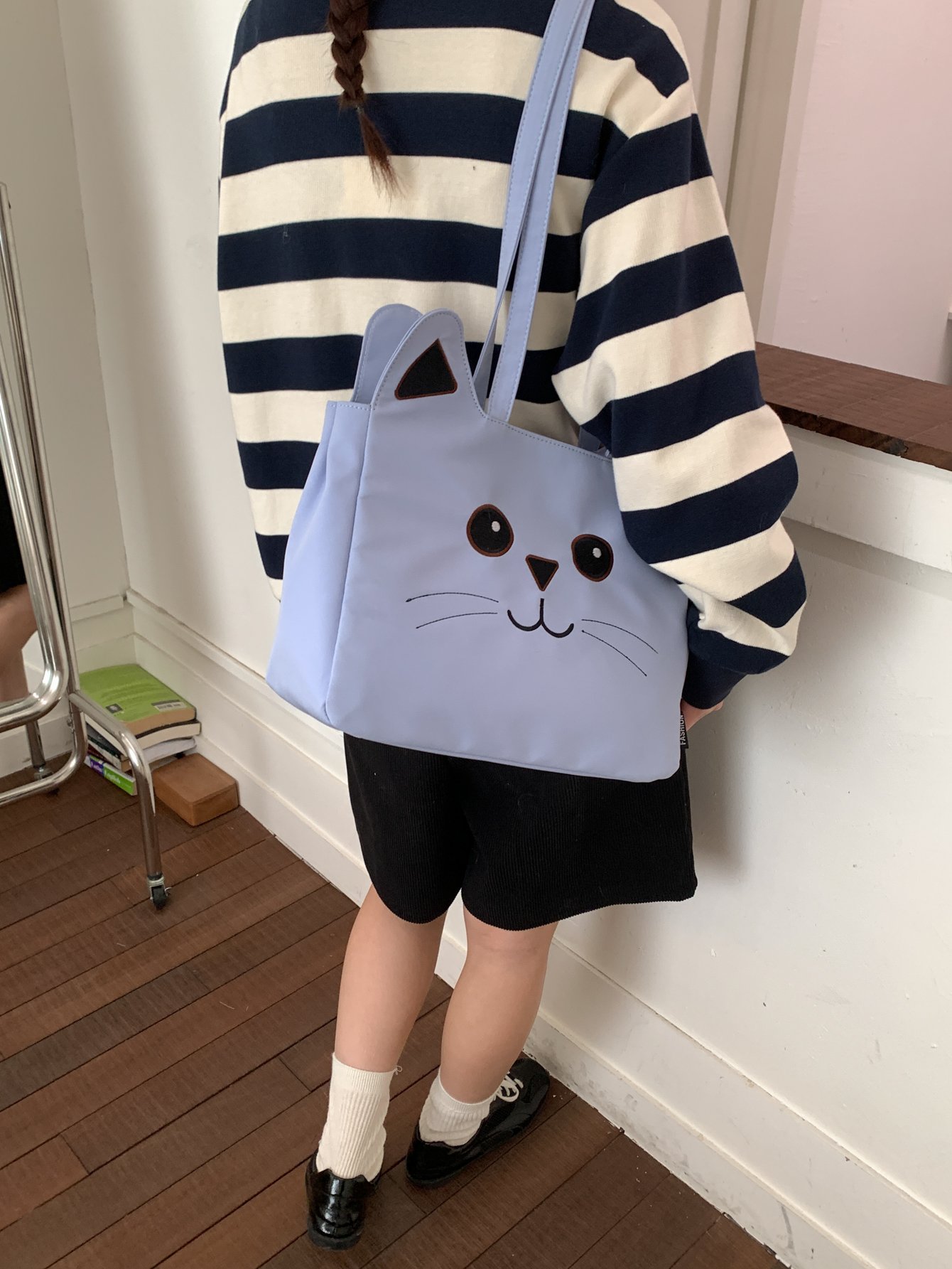 Blue Cat Face Shoulder Bag