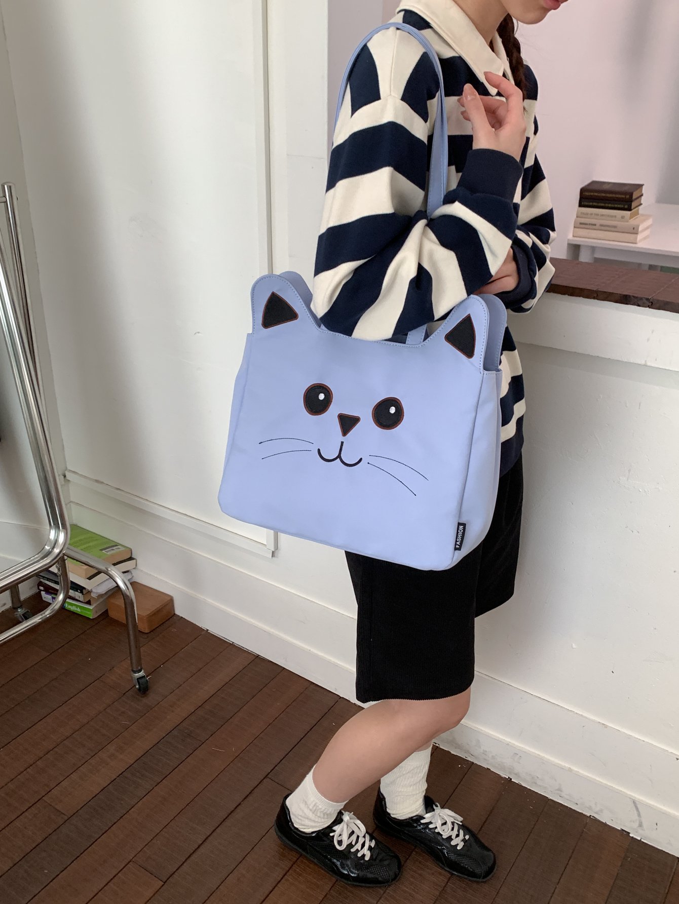 Blue Cat Face Shoulder Bag