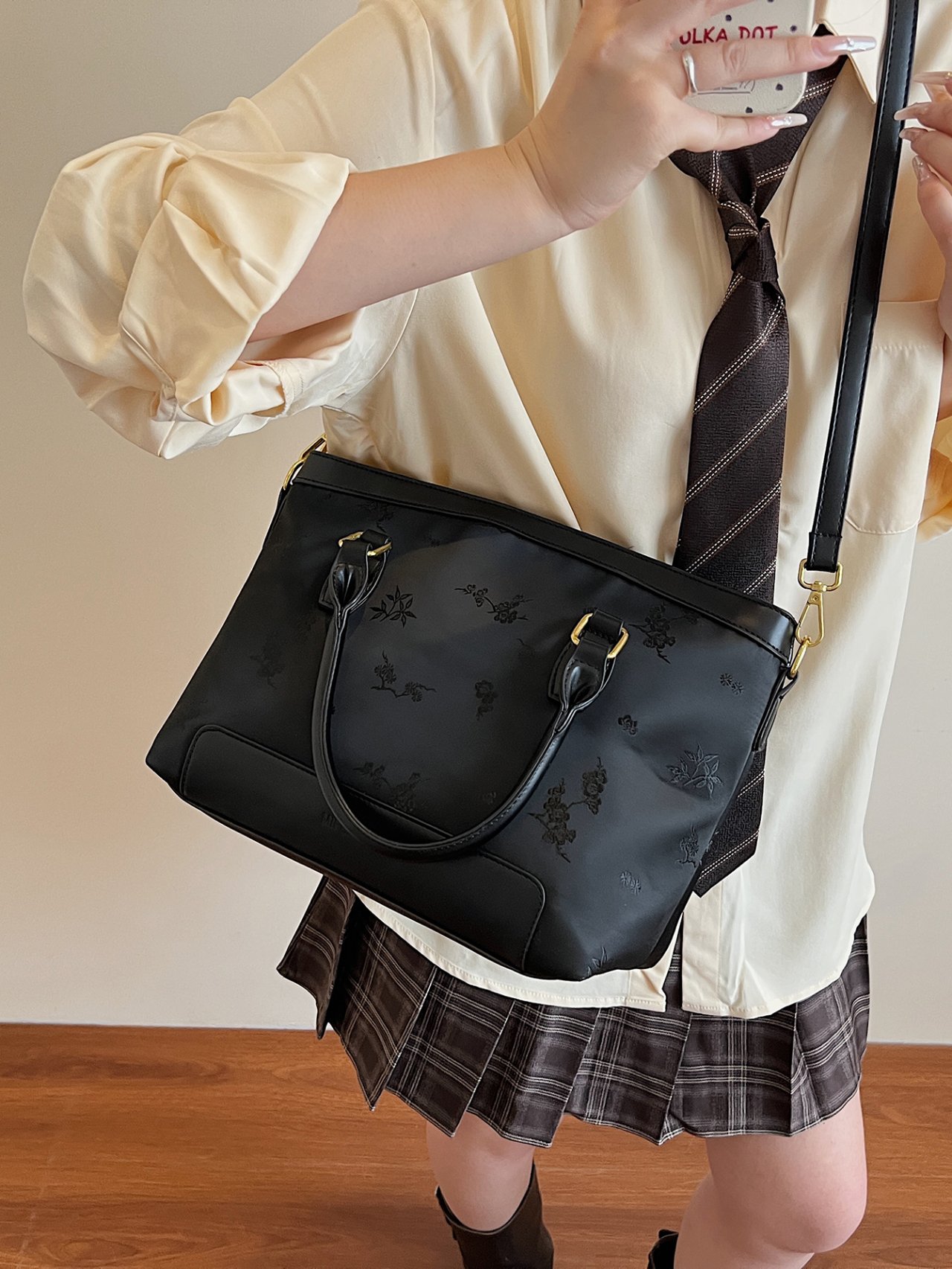 Black Floral Crossbody Bag