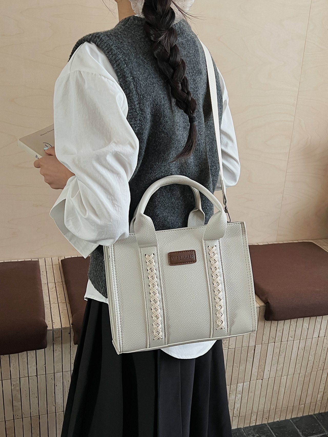 White Faux Leather Crossbody Bag