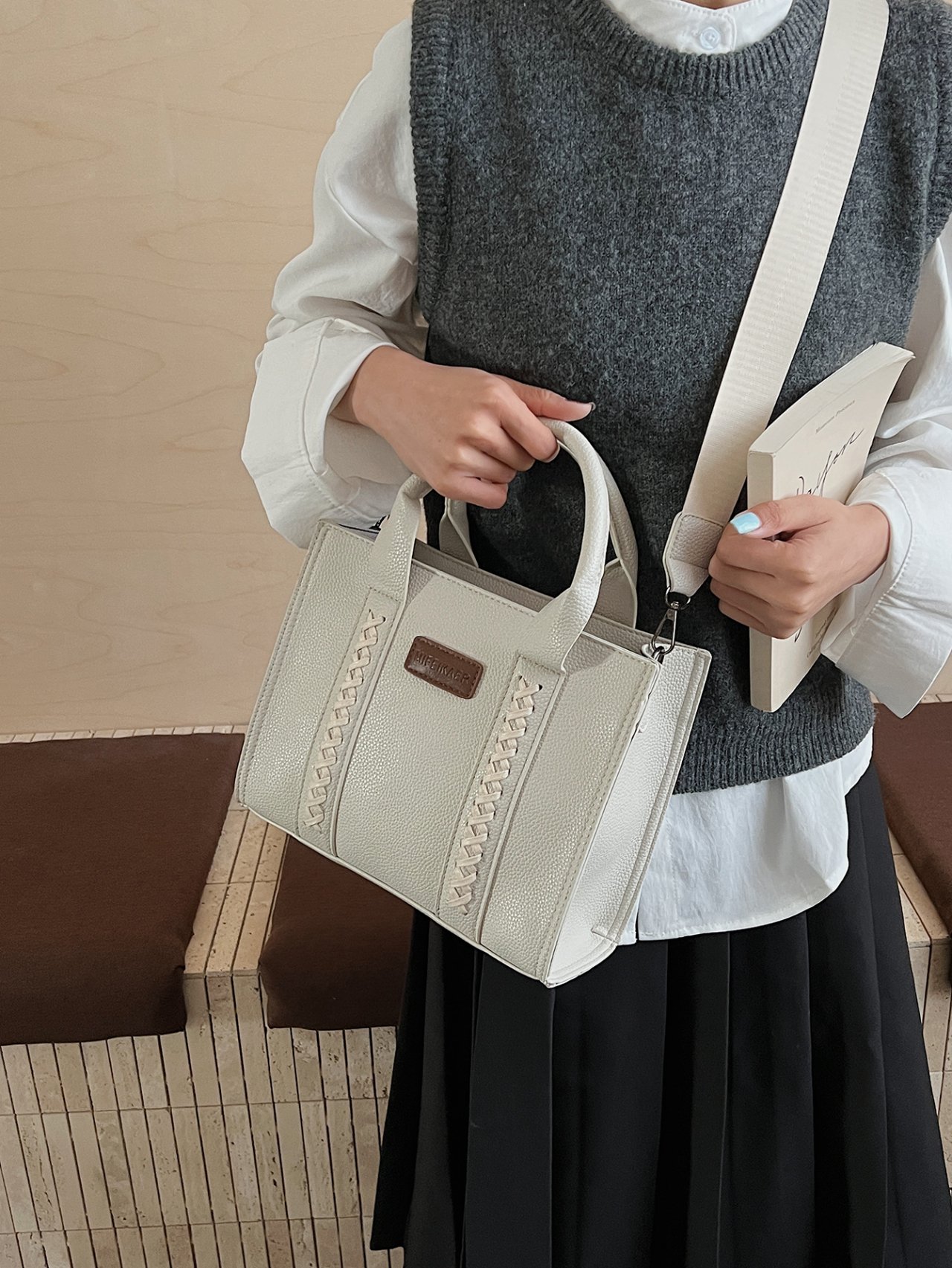 White Faux Leather Crossbody Bag