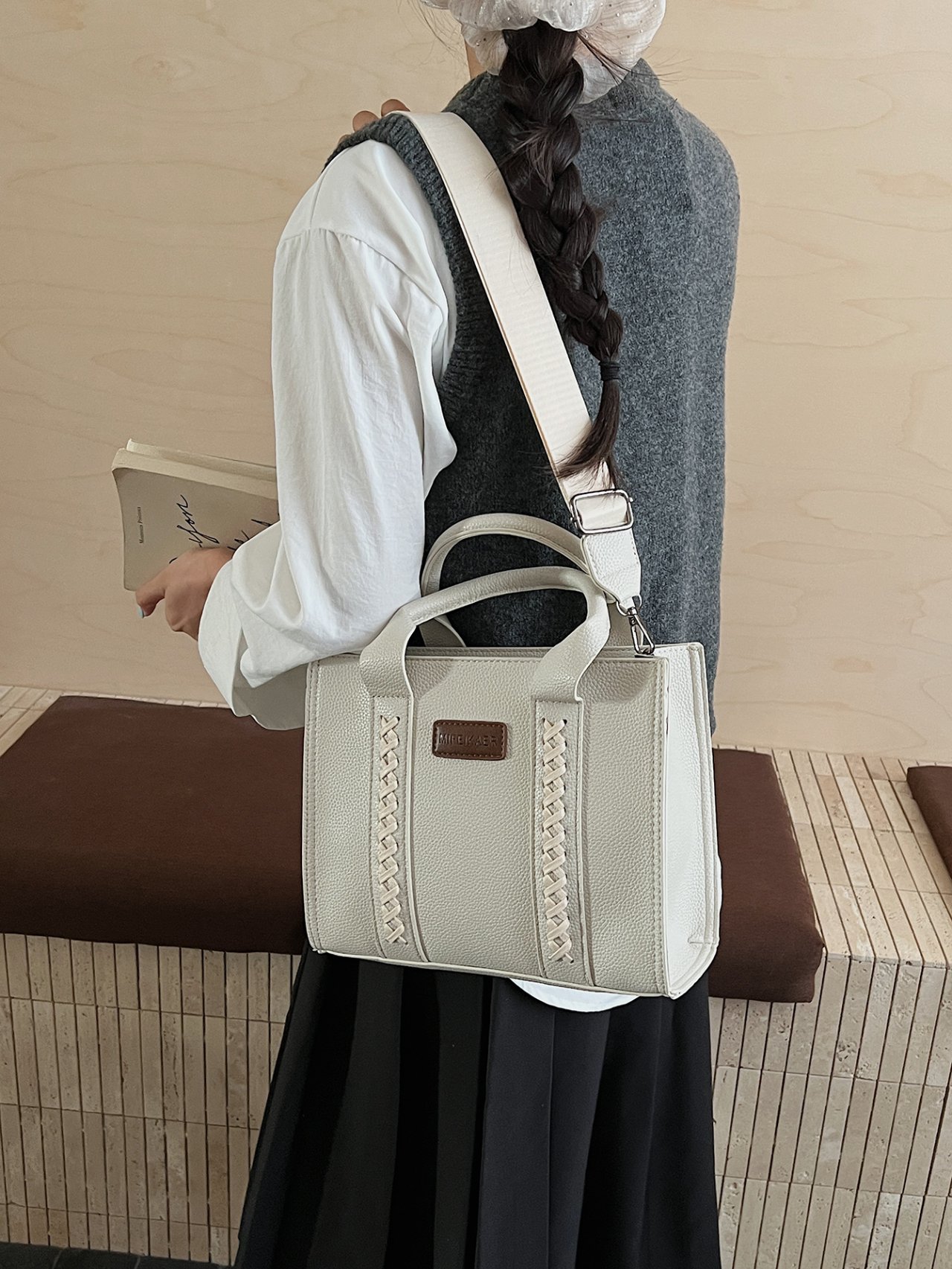 White Faux Leather Crossbody Bag