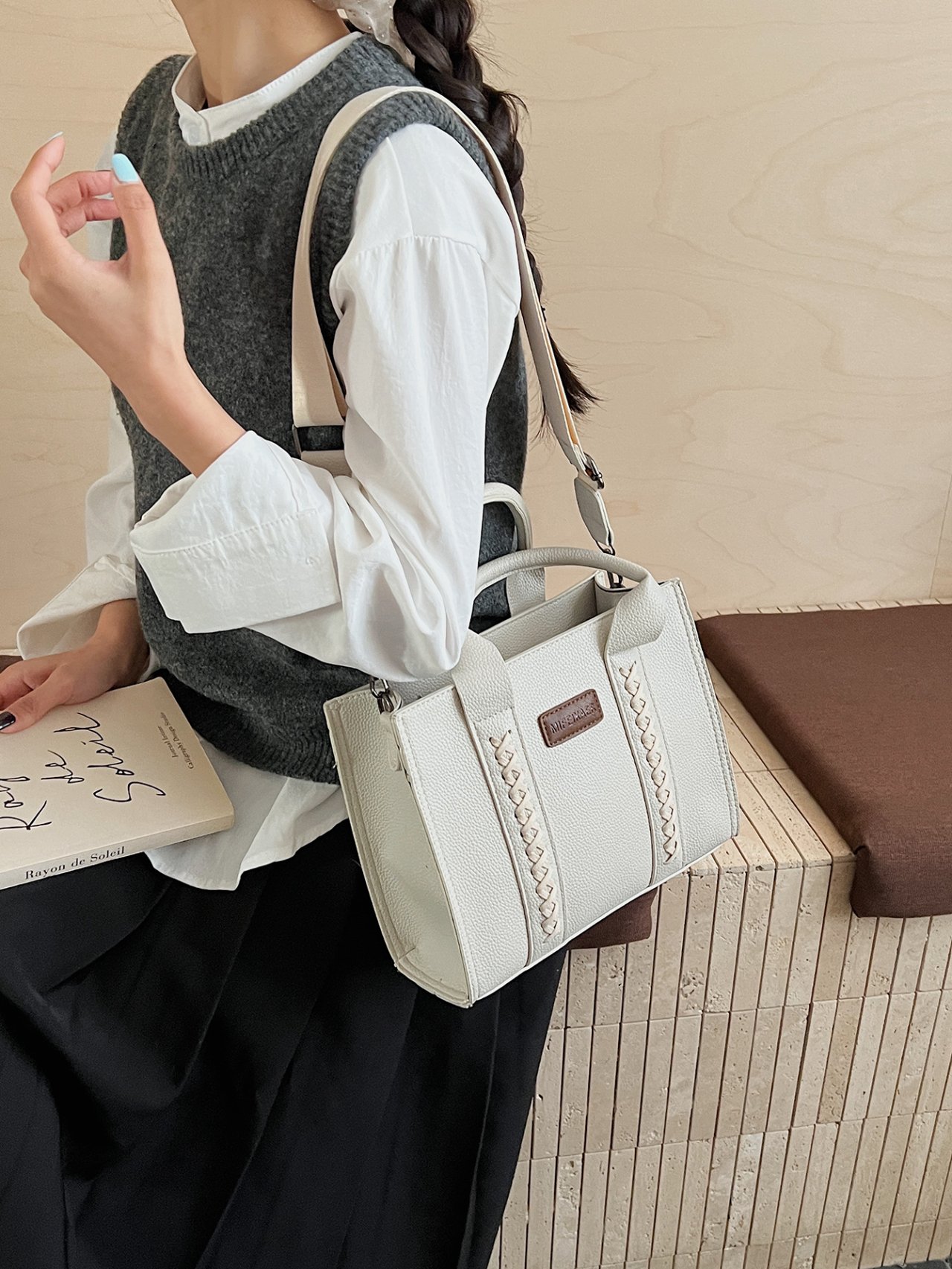 White Faux Leather Crossbody Bag