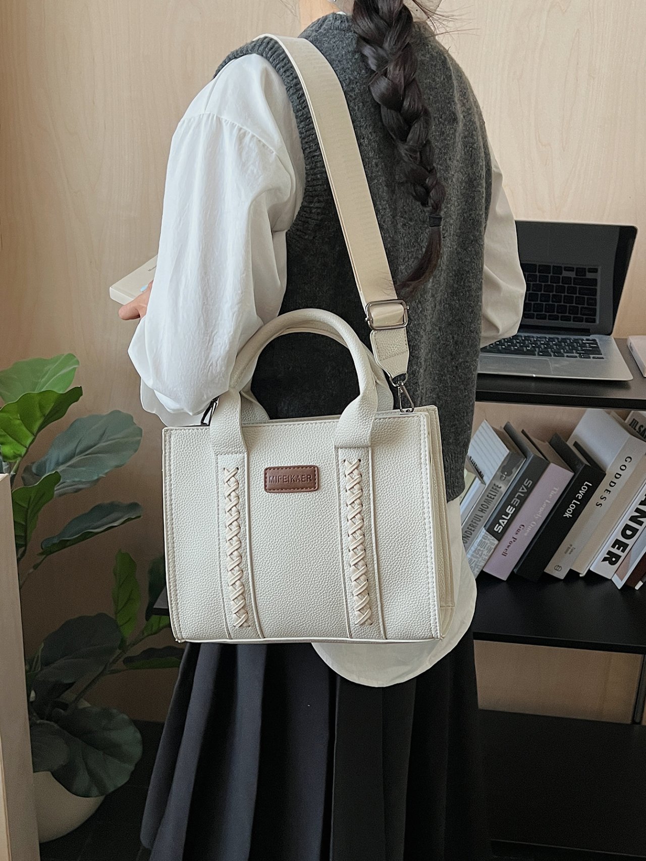 White Faux Leather Crossbody Bag