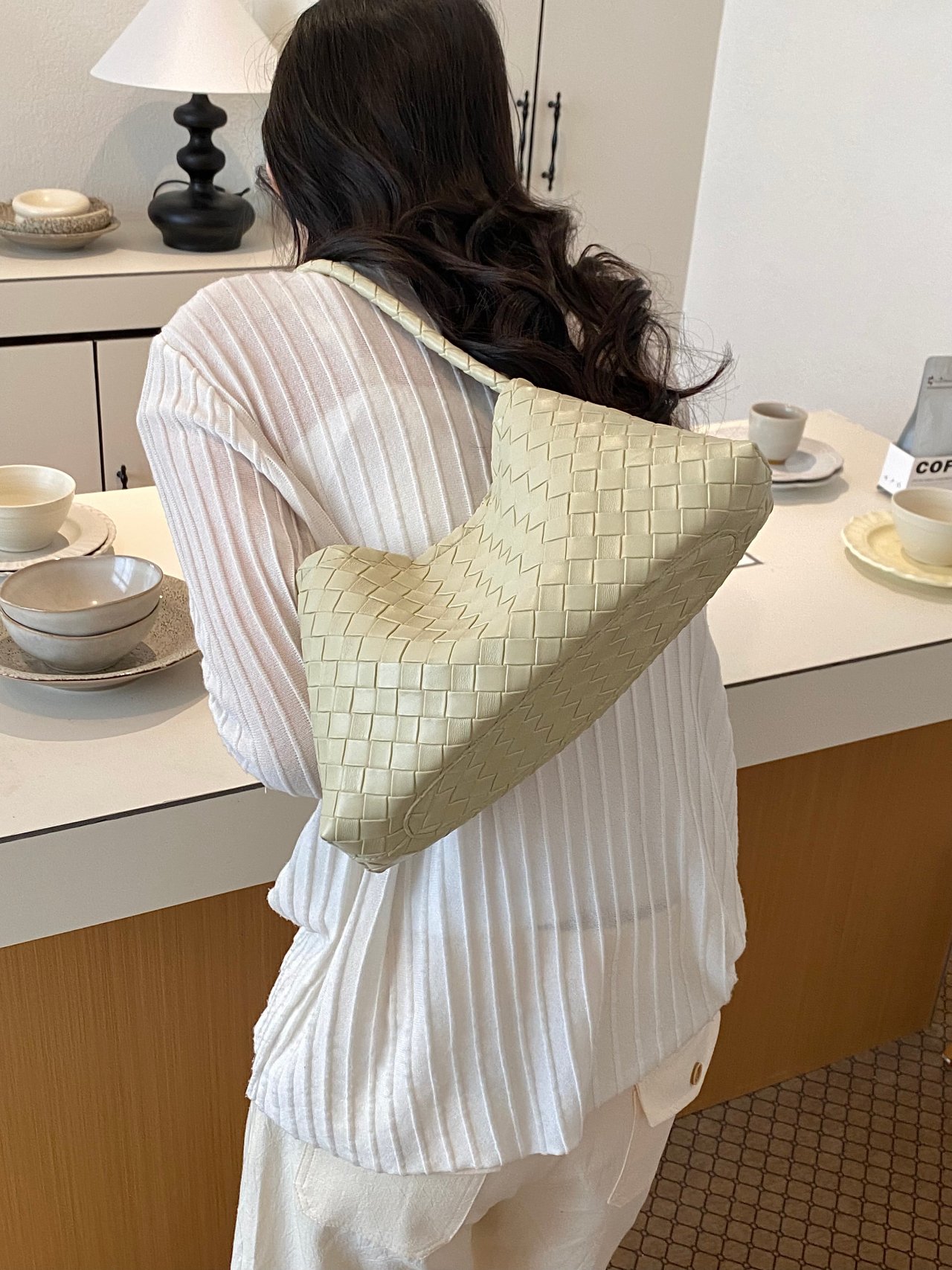 Woven Green Shoulder Bag