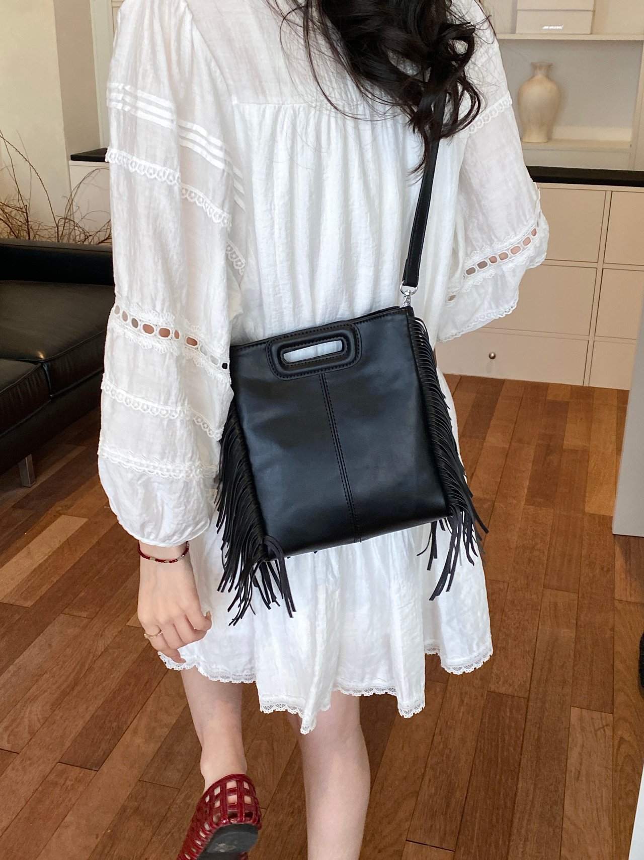 Black Fringe Crossbody Bag