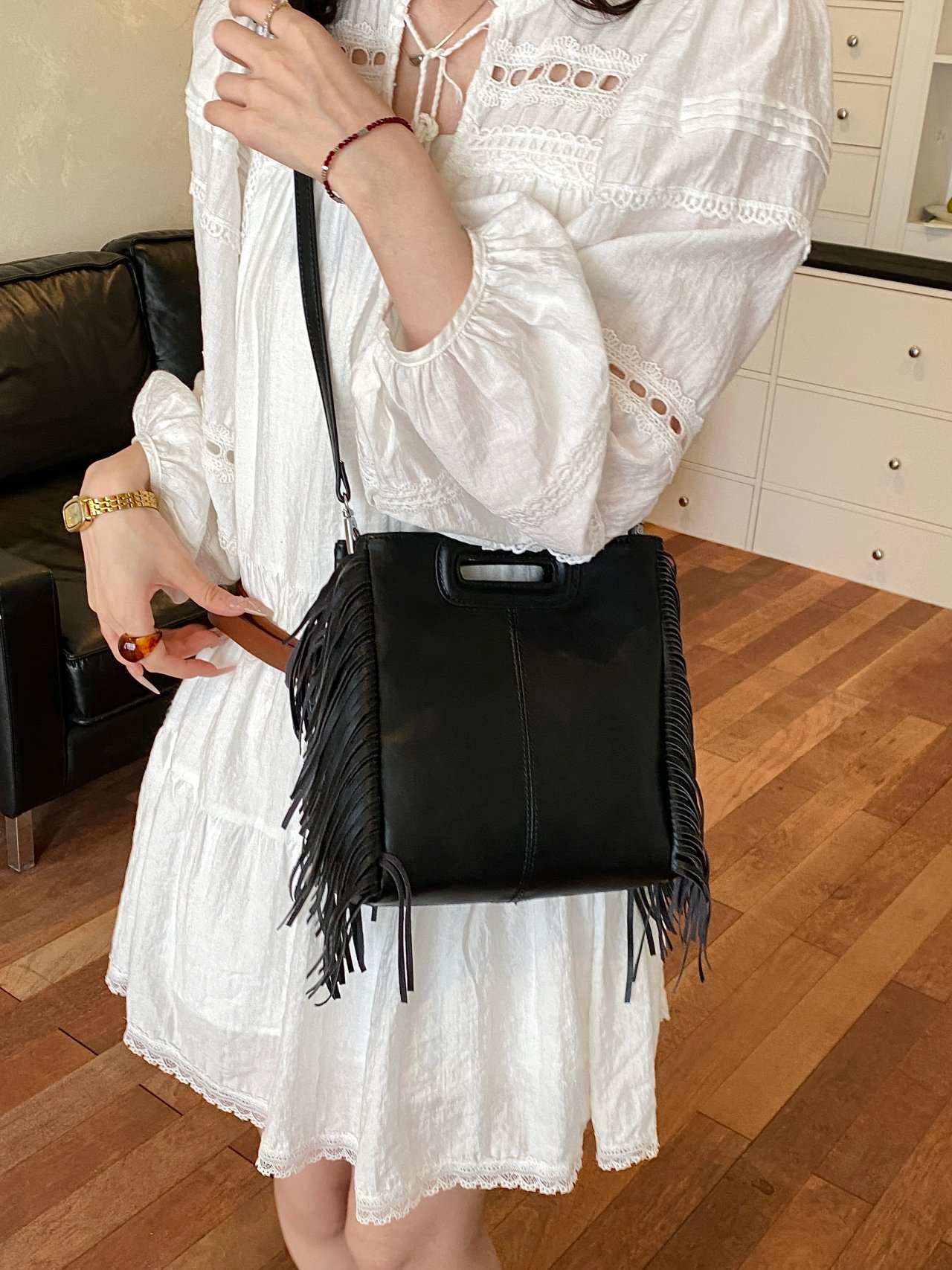 Black Fringe Crossbody Bag
