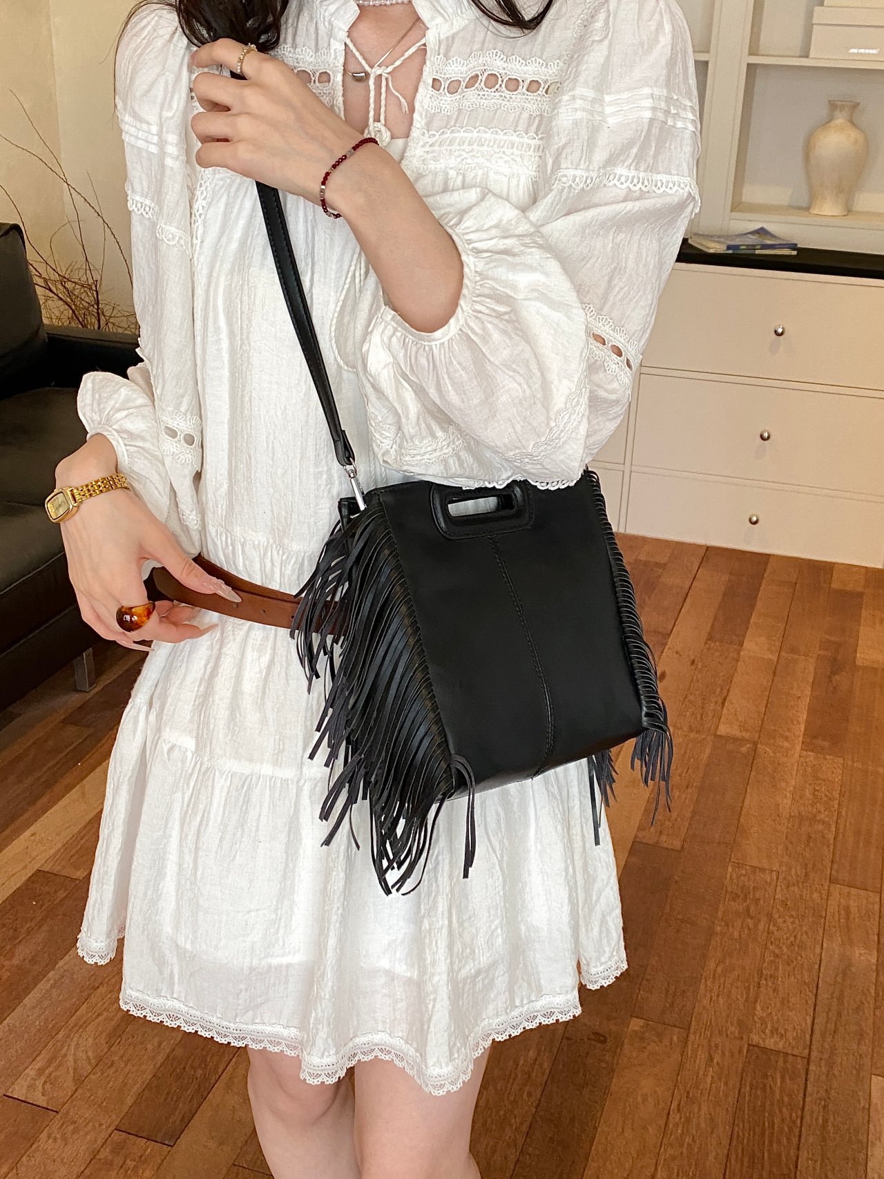 Black Fringe Crossbody Bag