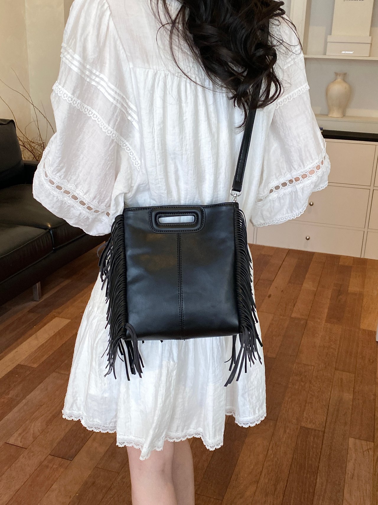 Black Fringe Crossbody Bag