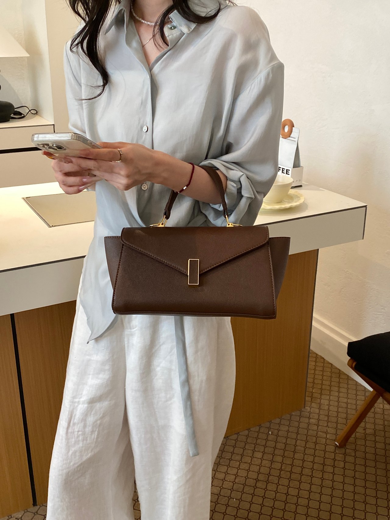 Brown Top-Handle Handbag