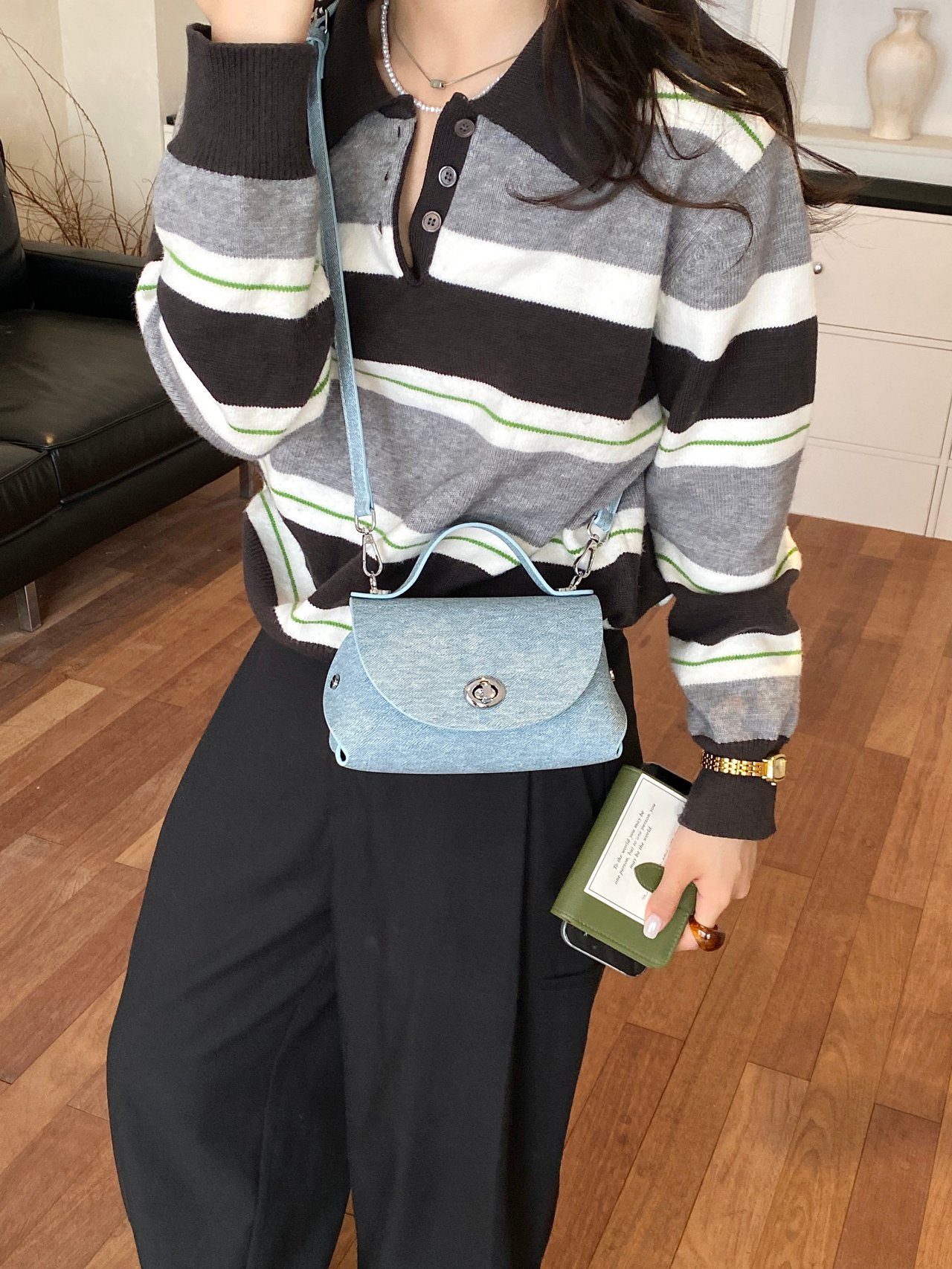 Light Blue Denim Crossbody Bag