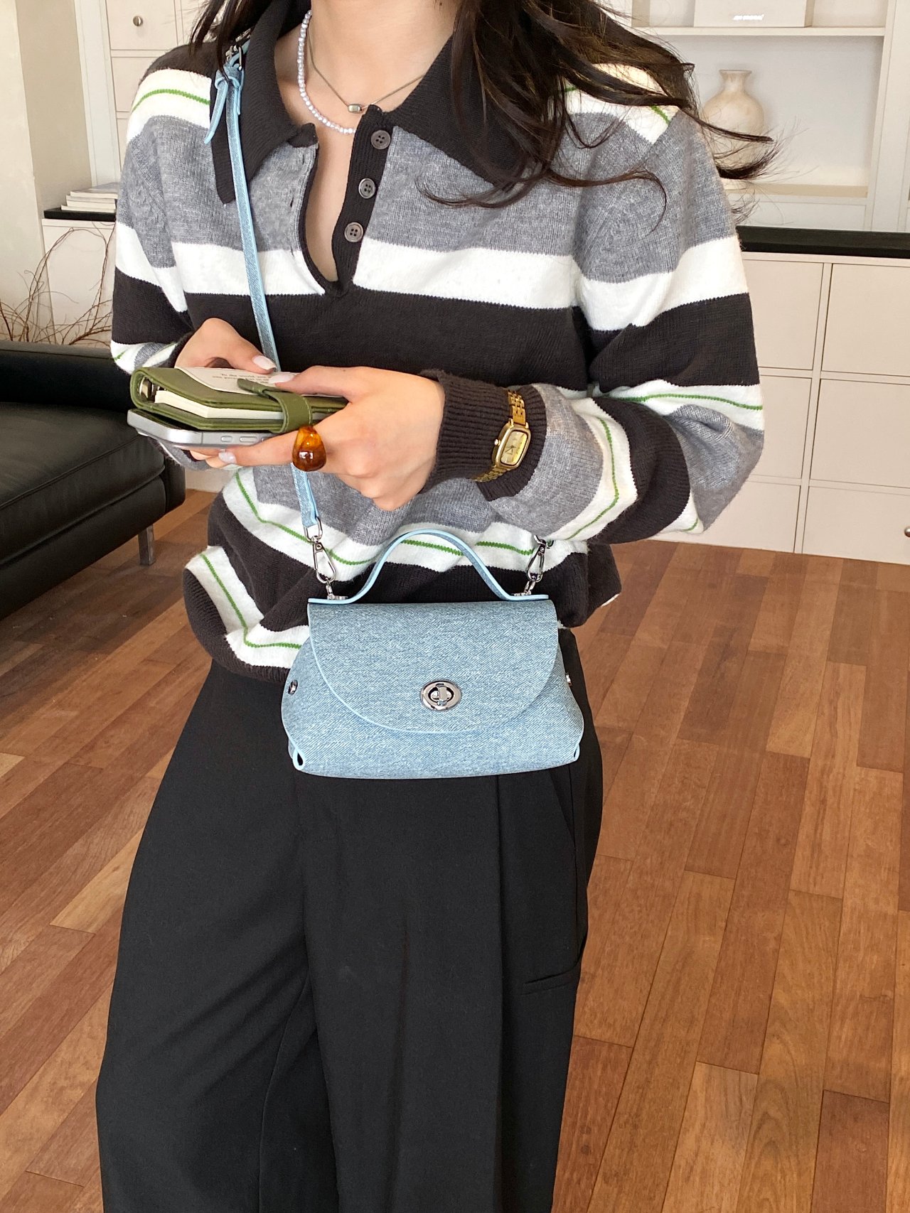 Light Blue Denim Crossbody Bag
