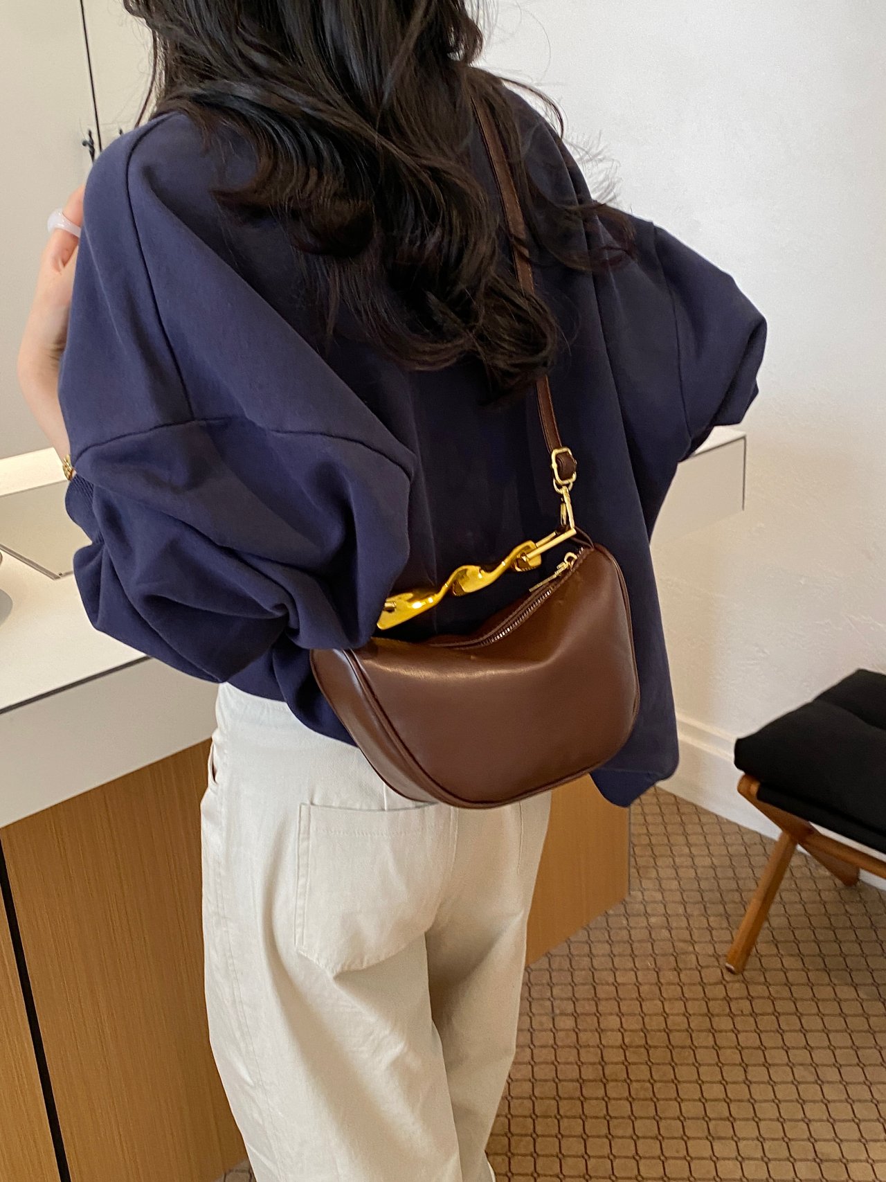 Coffee Brown Crossbody Bag