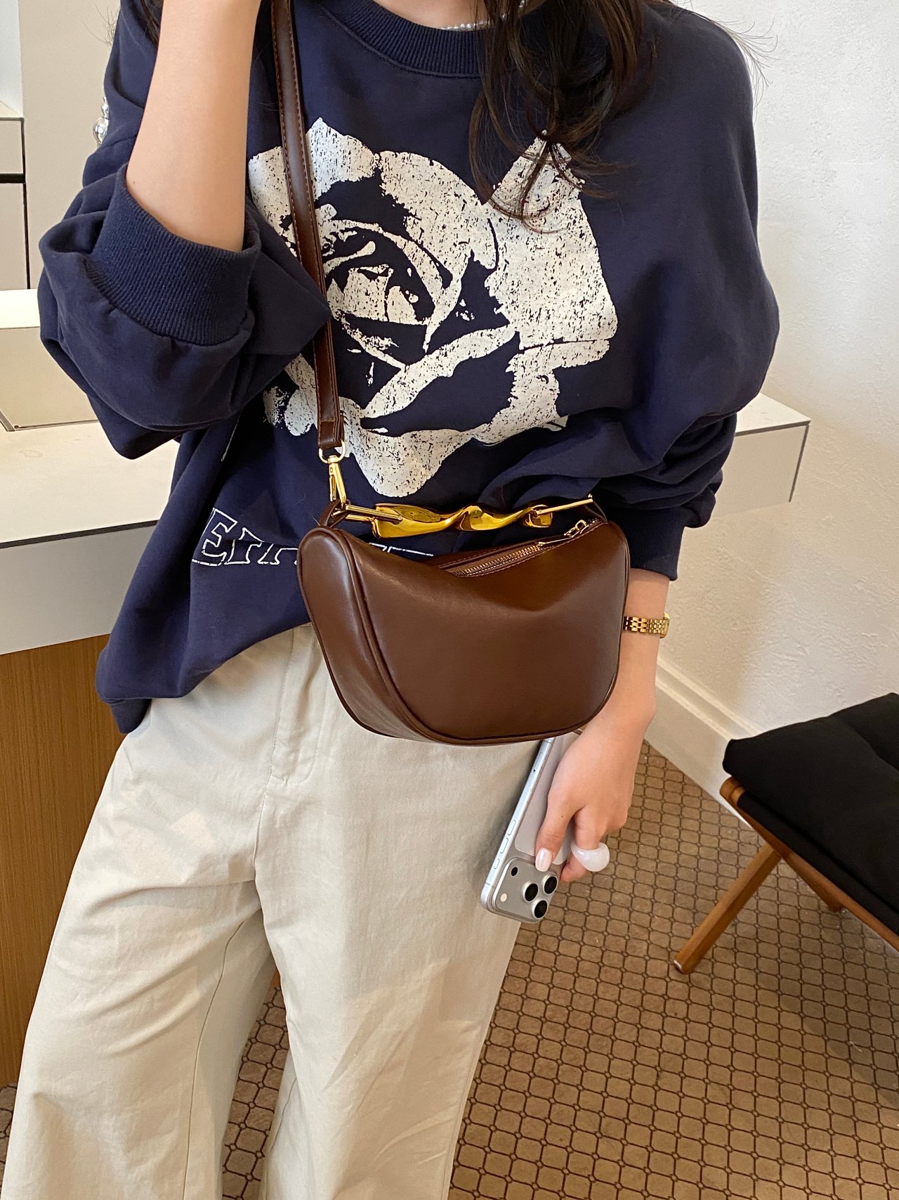 Coffee Brown Crossbody Bag