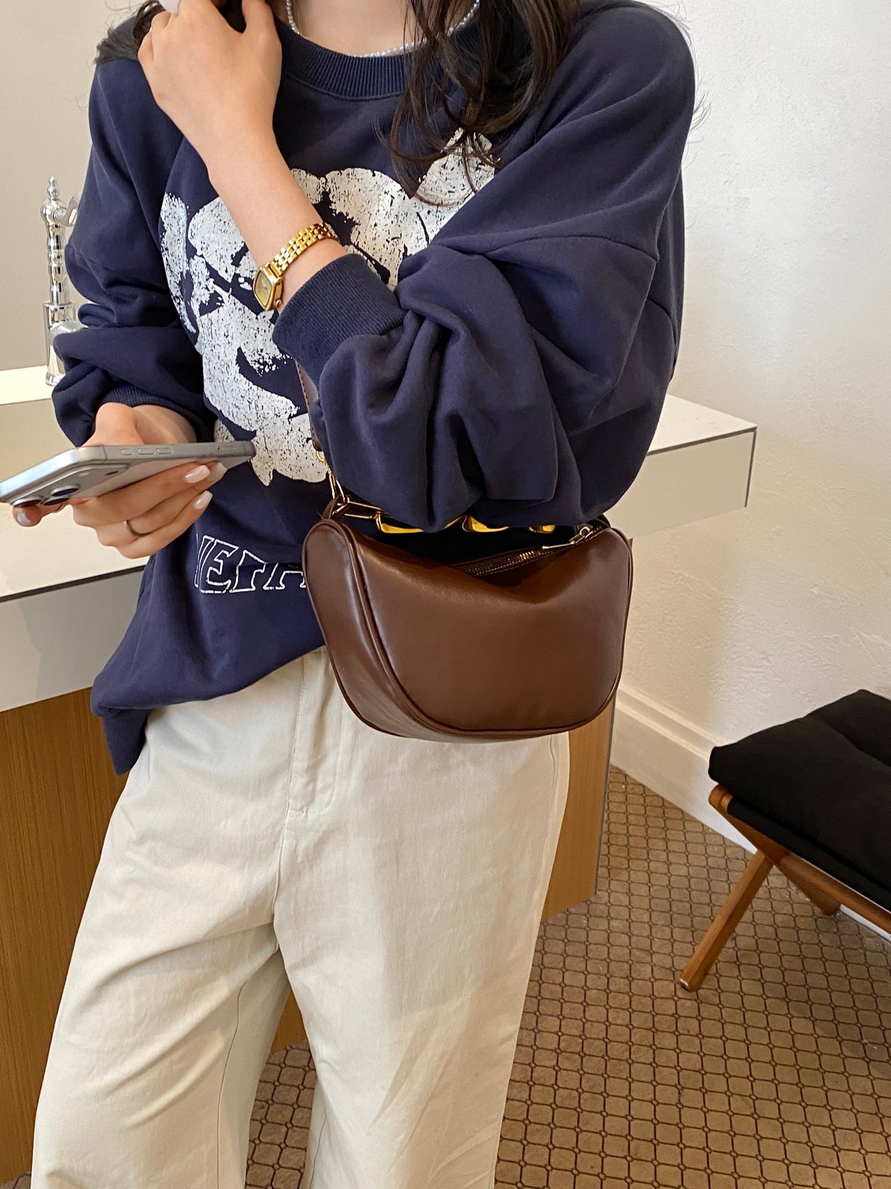 Coffee Brown Crossbody Bag