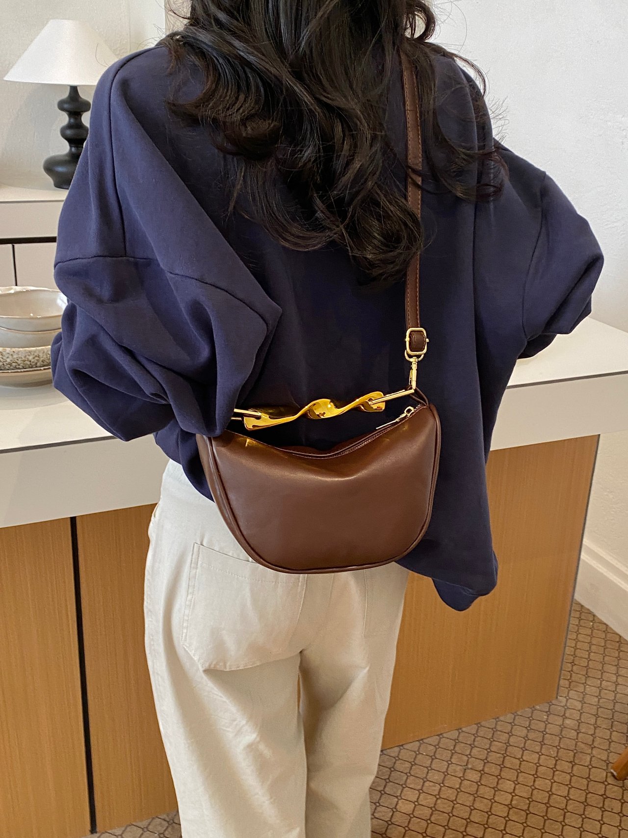 Coffee Brown Crossbody Bag