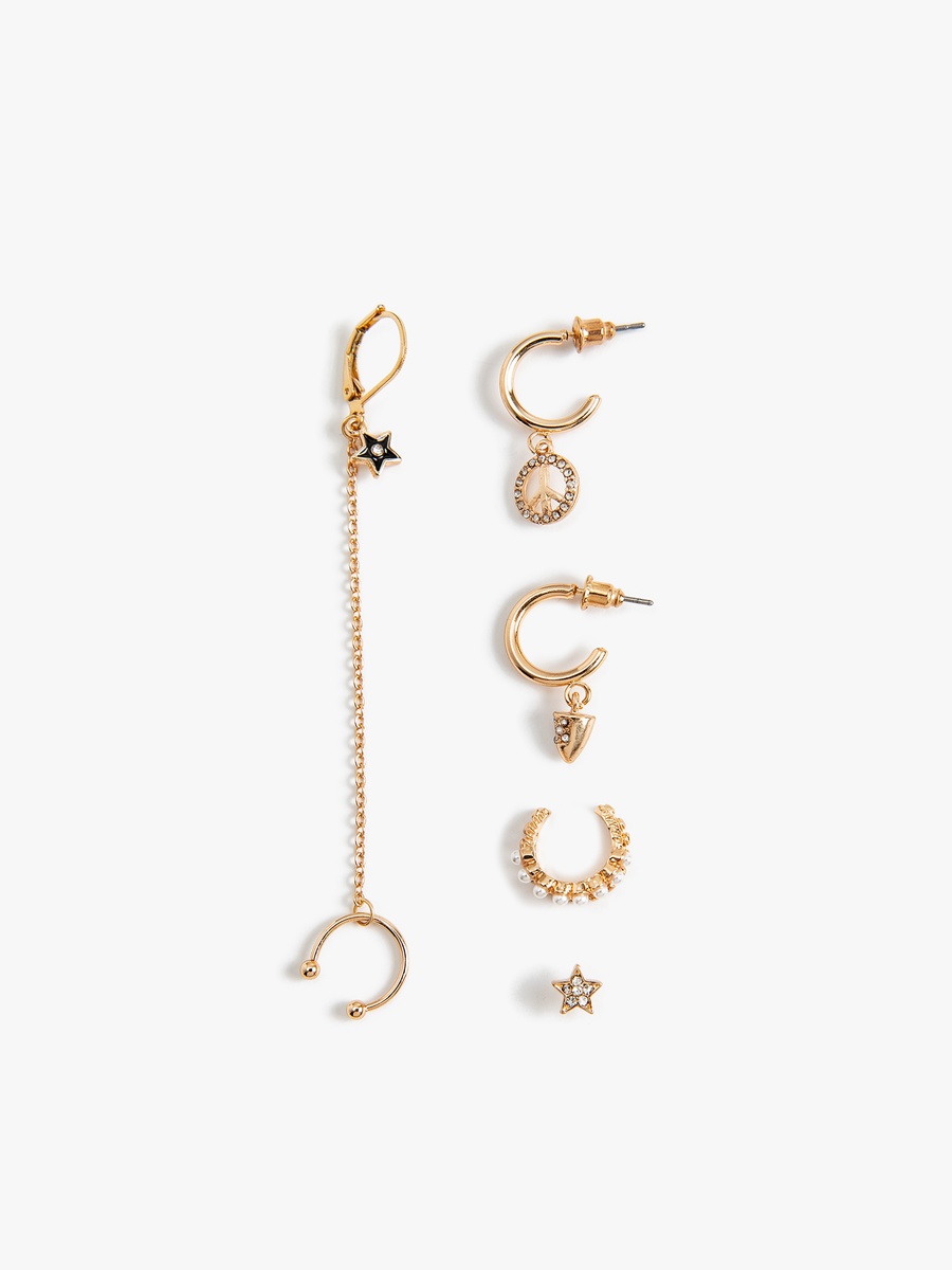 Set of 5 - Pearl Detail Earrings