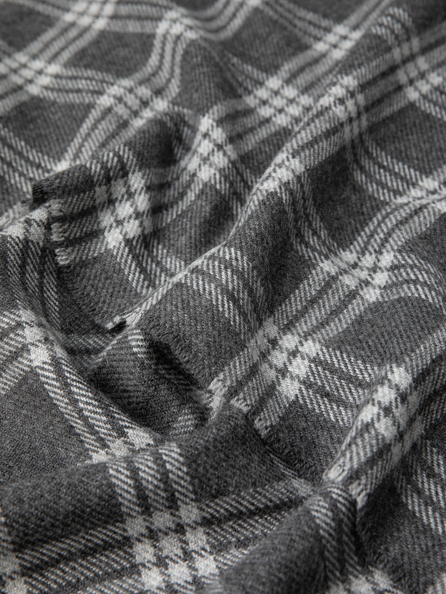 Tasseled Textured Plaid Scarf