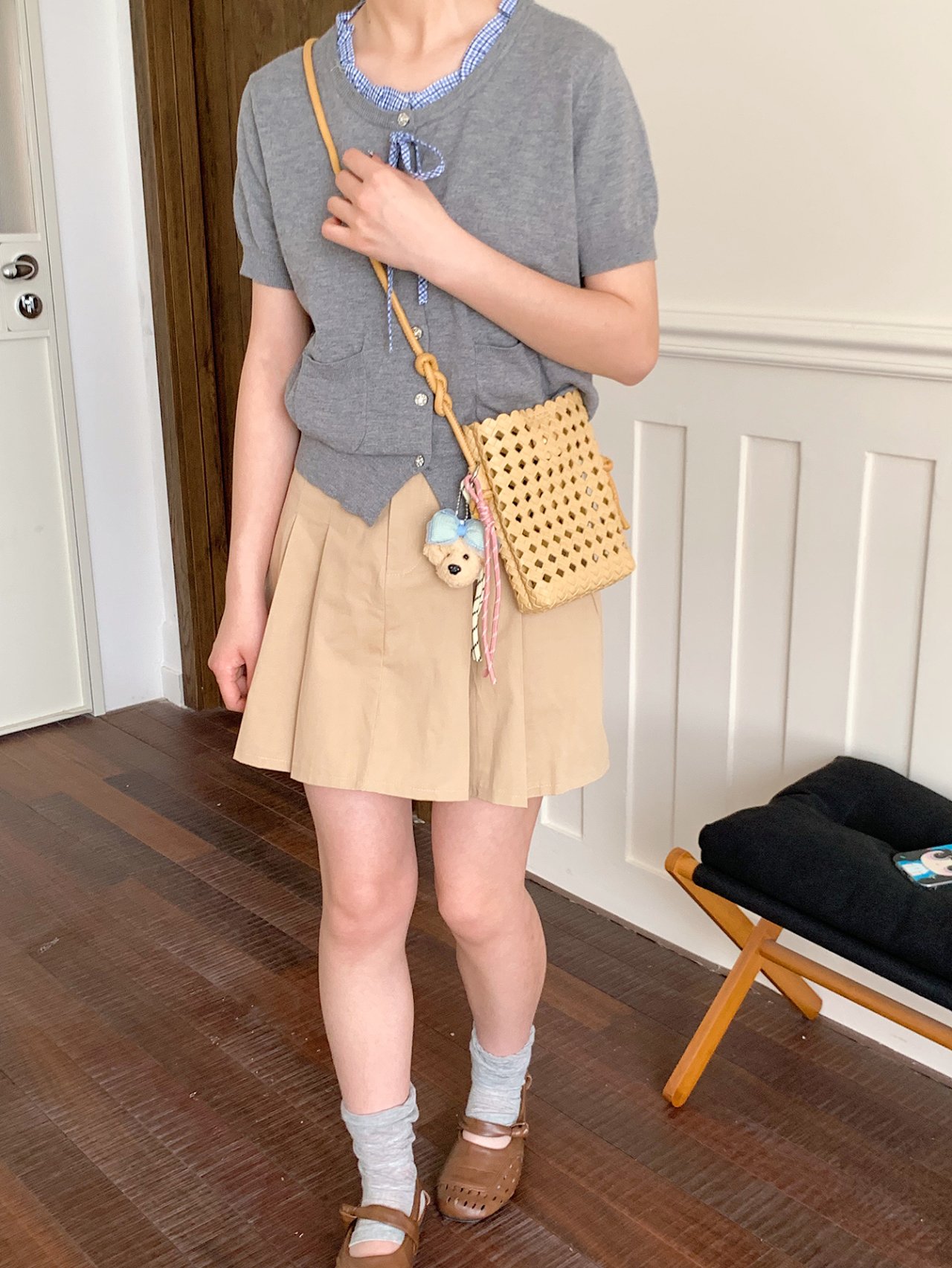 Tan Woven Crossbody Bag with Adjustable Strap