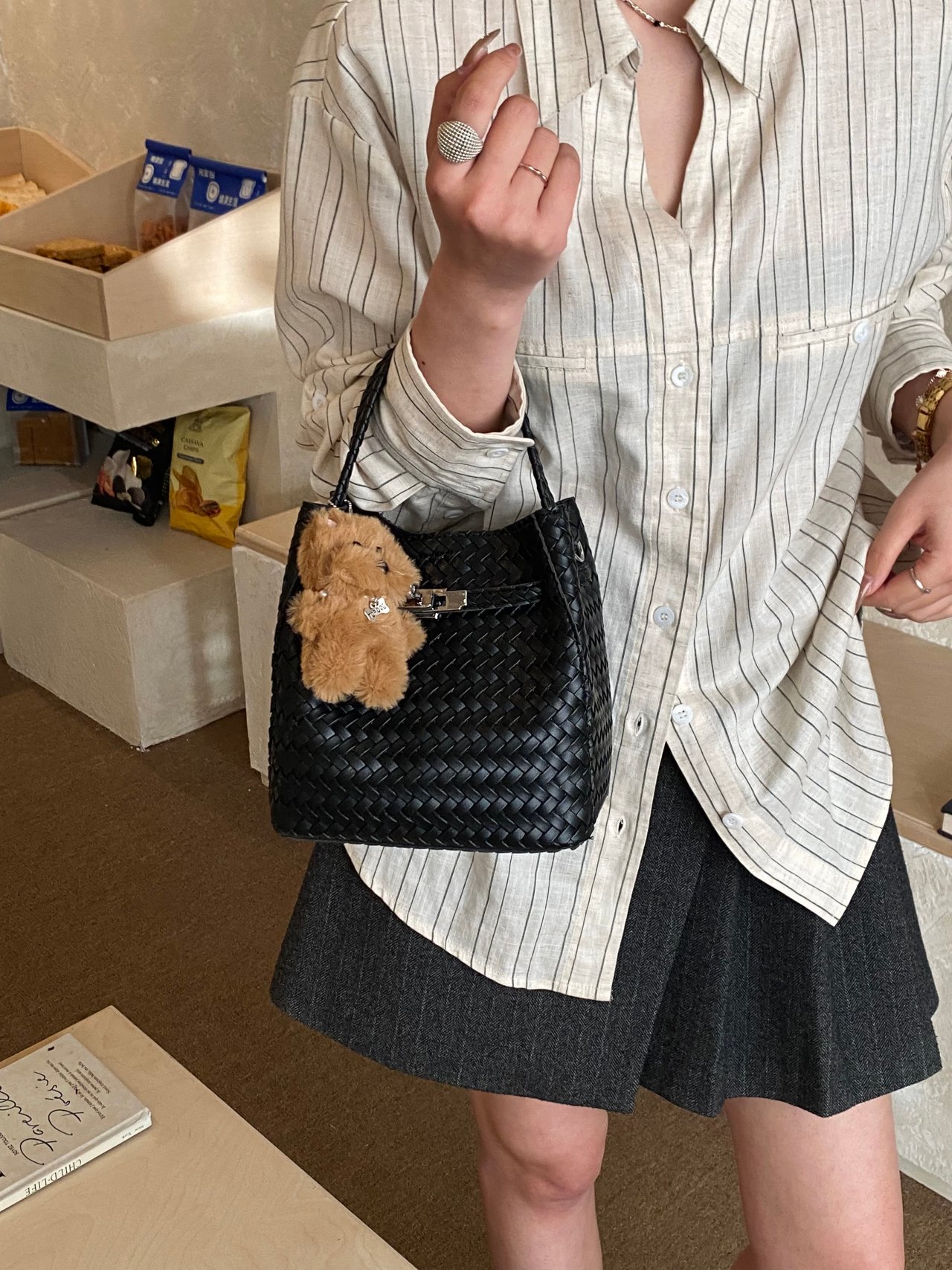 Black Woven Crossbody Bag