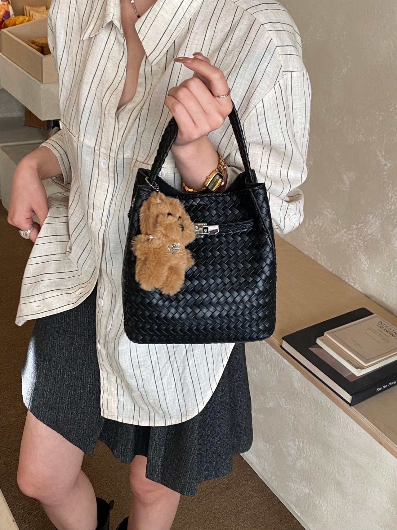 Black Woven Crossbody Bag
