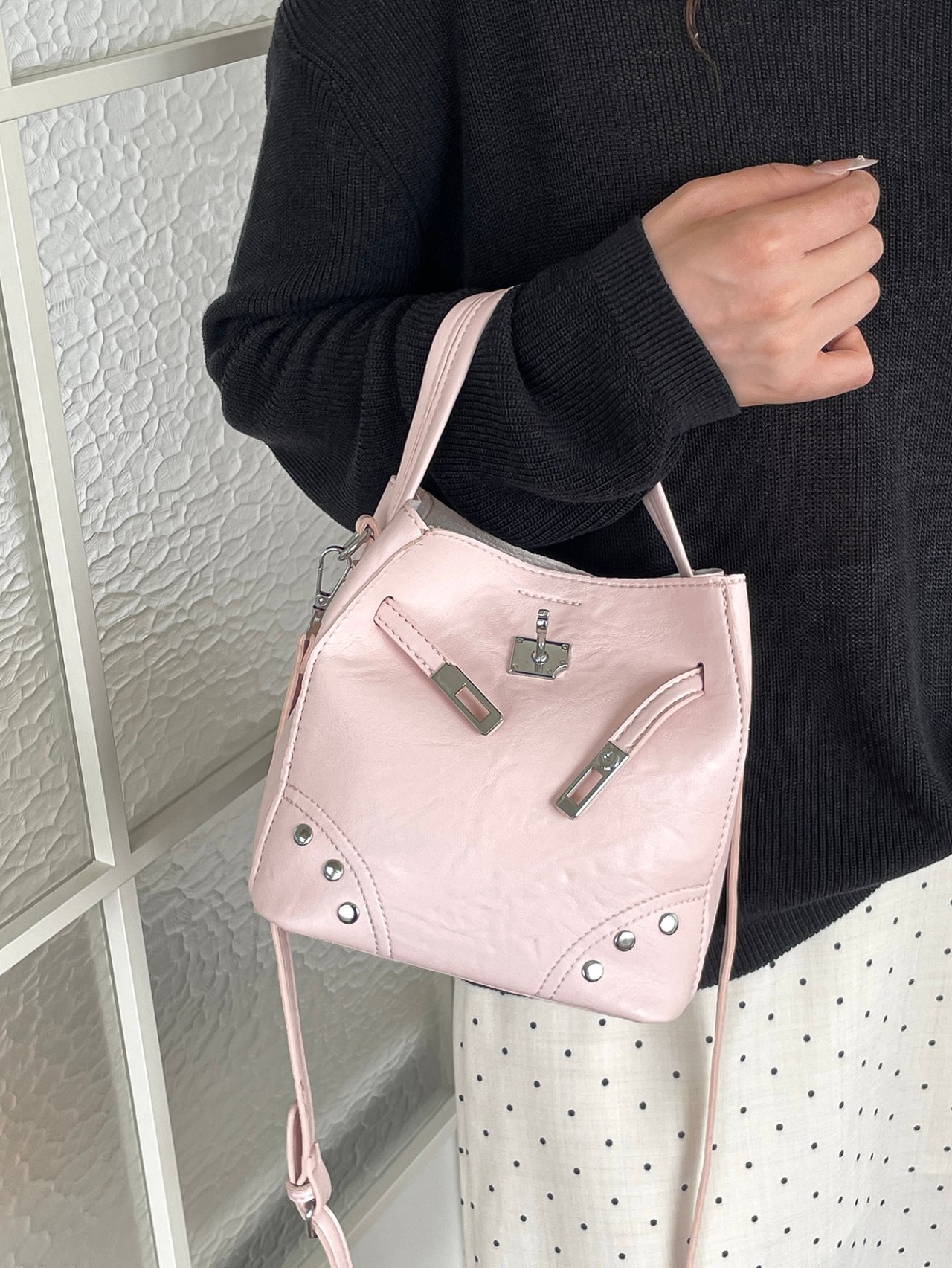 Light Pink Crossbody Bag with Shoulder Strap