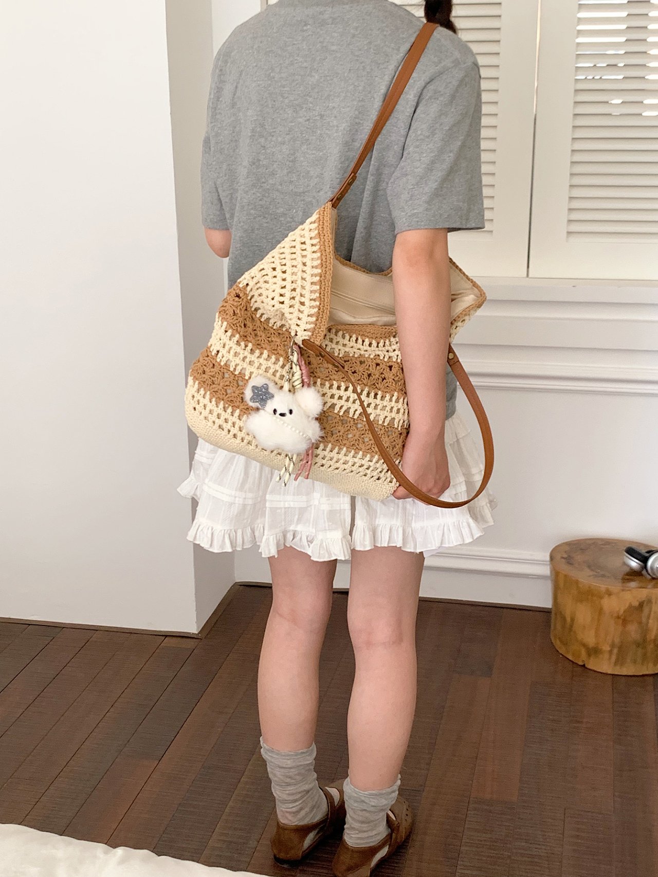 Multi-Color Crochet Weave Tote Shoulder Bag