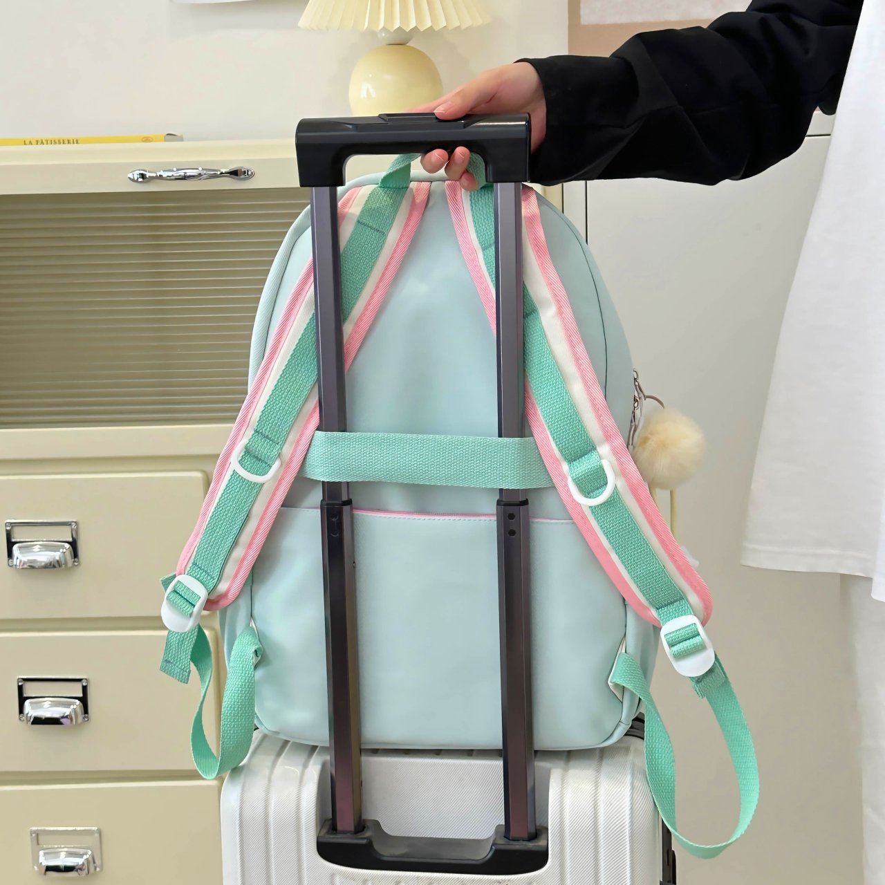 Multi-Color Aesthetic School Backpack with Charm