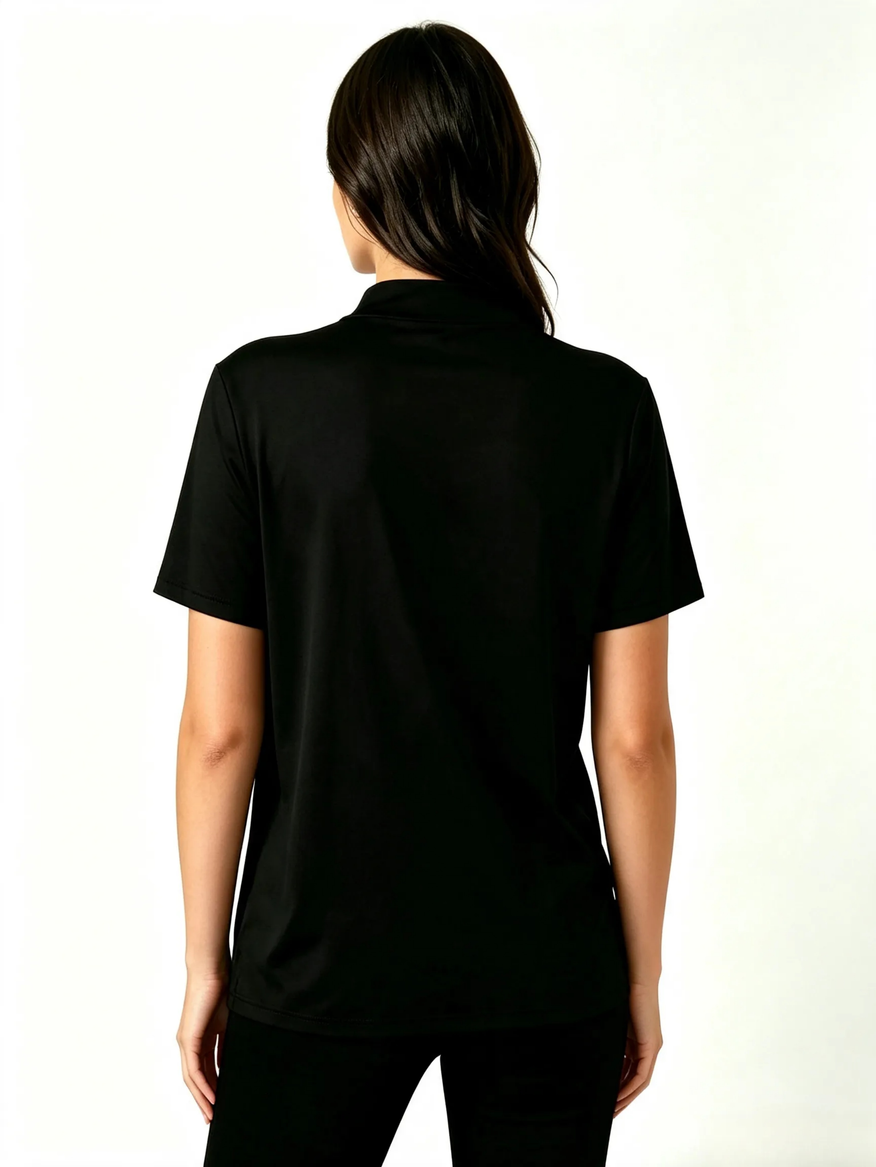 Black High-Neck Short Sleeve T-Shirt
