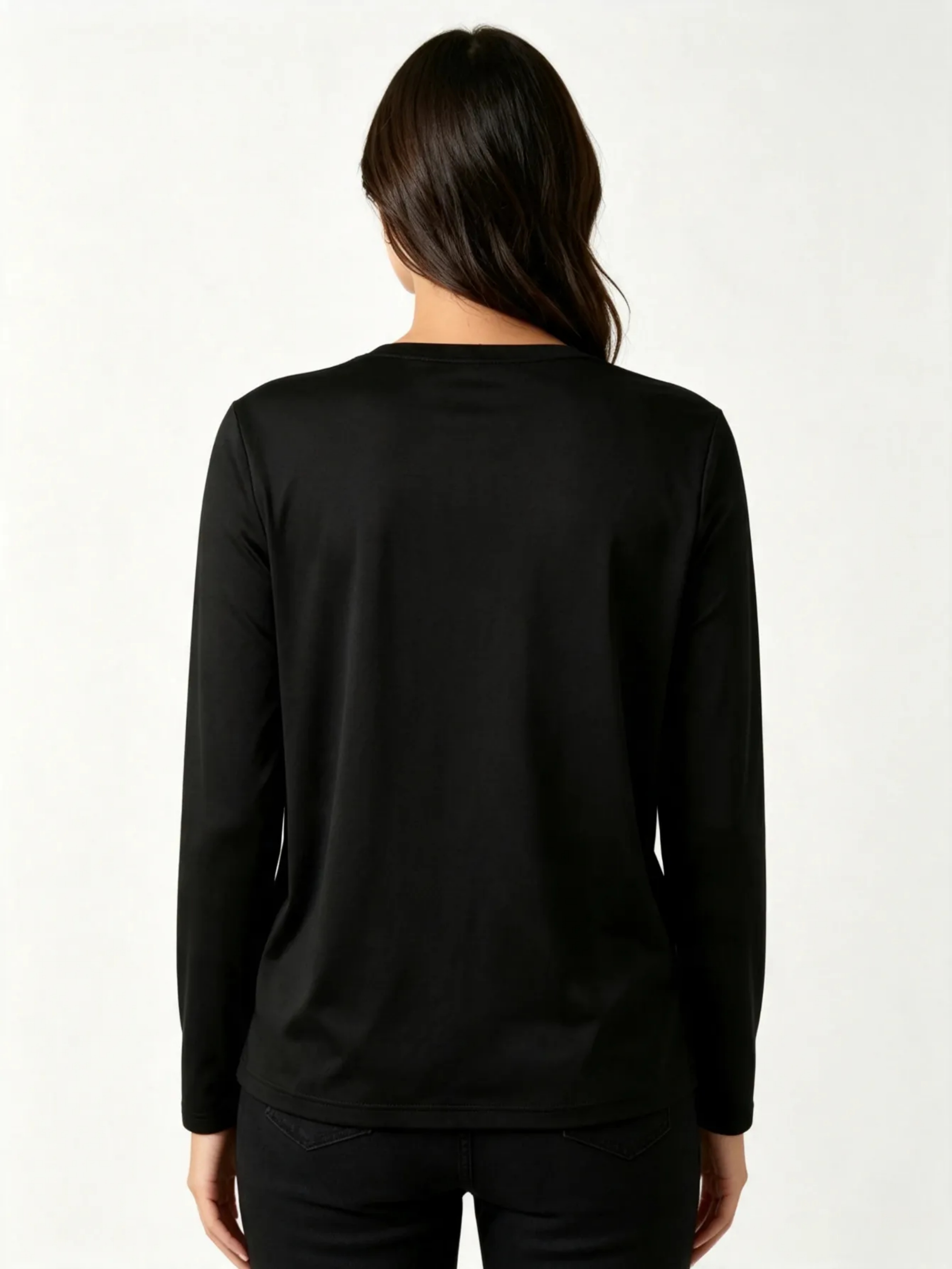 Black Round Neck Long Sleeve T-Shirt