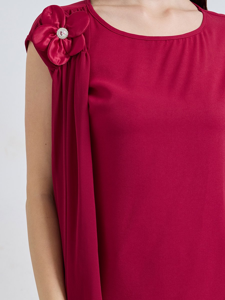 Burgundy Solid Top and Wide Leg Co-Ords