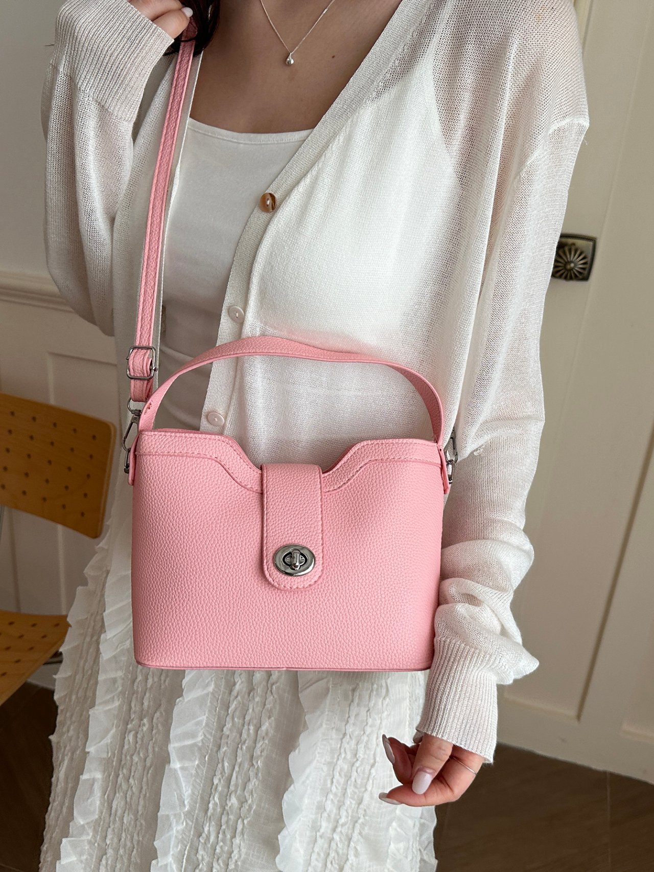Pink Crossbody Bag with Top Handle