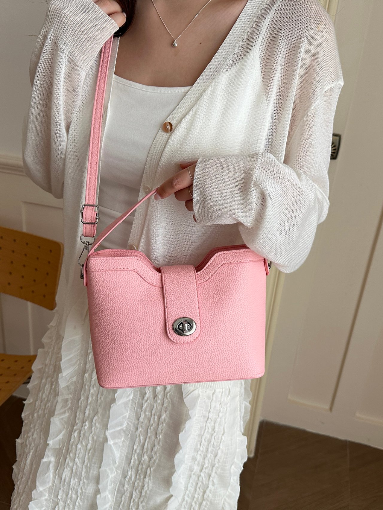 Pink Crossbody Bag with Top Handle