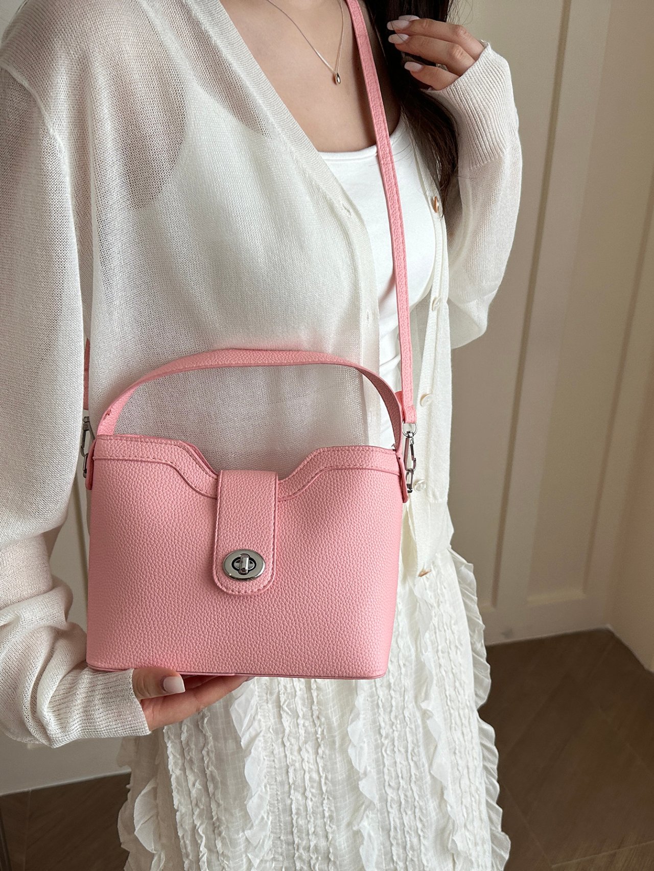 Pink Crossbody Bag with Top Handle