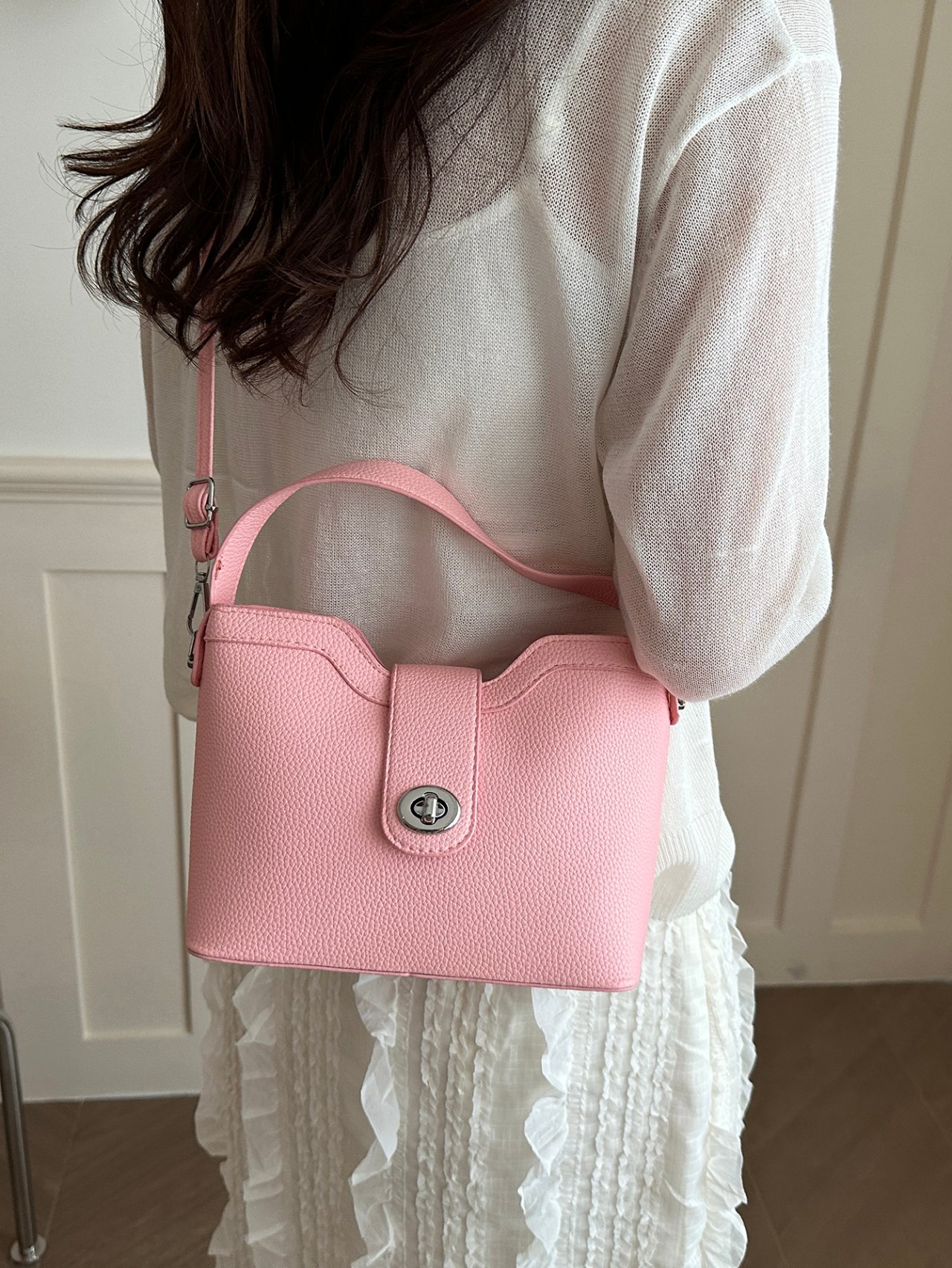 Pink Crossbody Bag with Top Handle