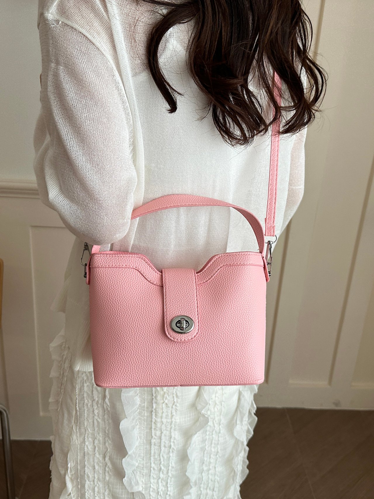 Pink Crossbody Bag with Top Handle