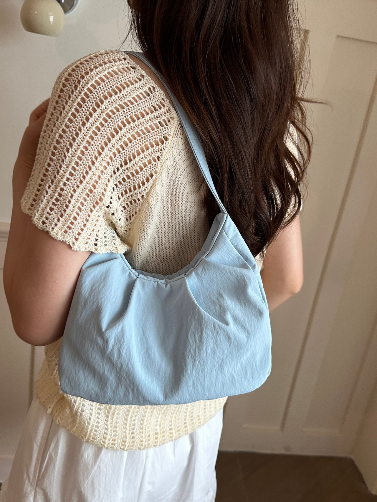 Blue Plain Shoulder Bag