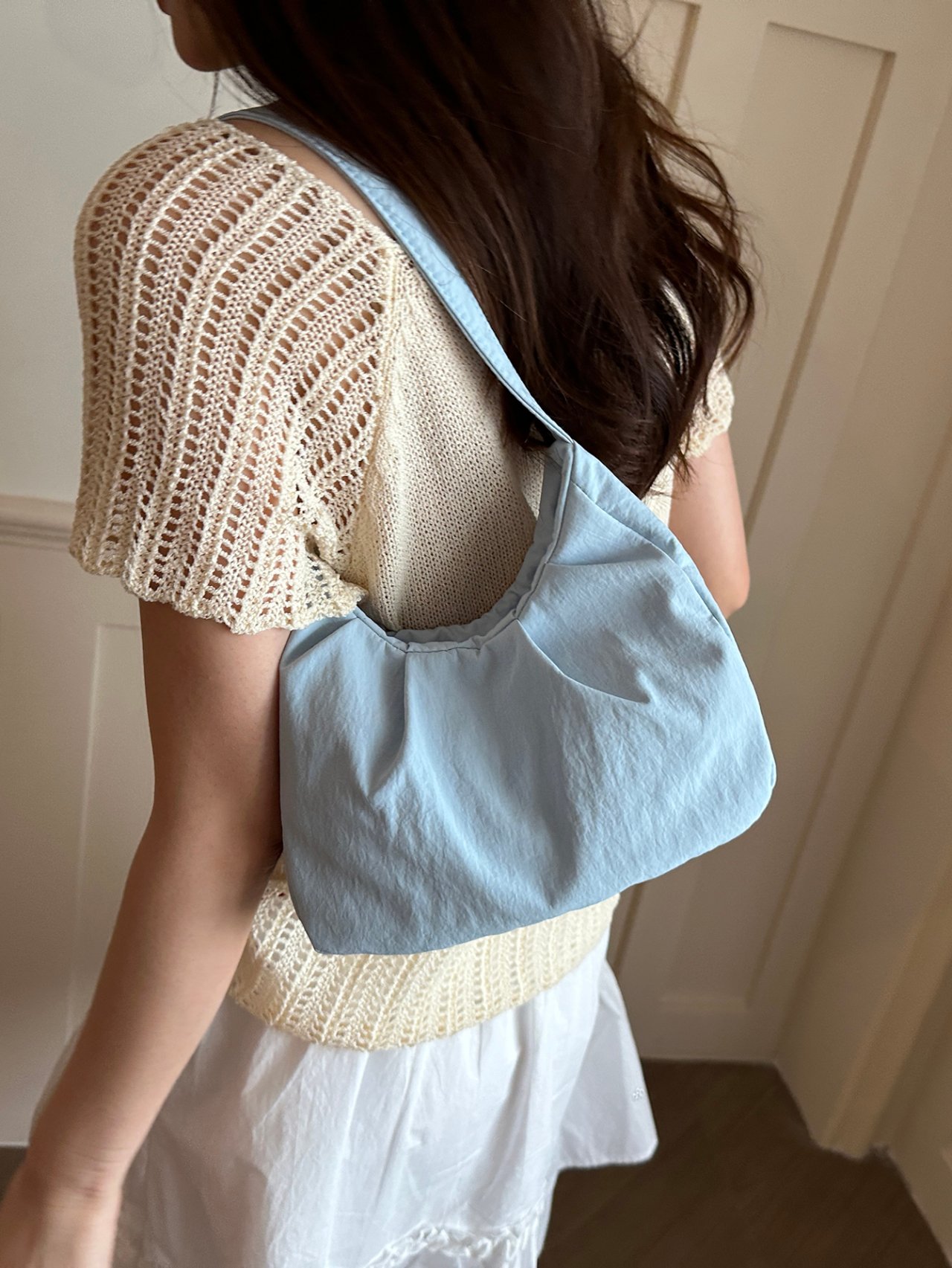 Blue Plain Shoulder Bag