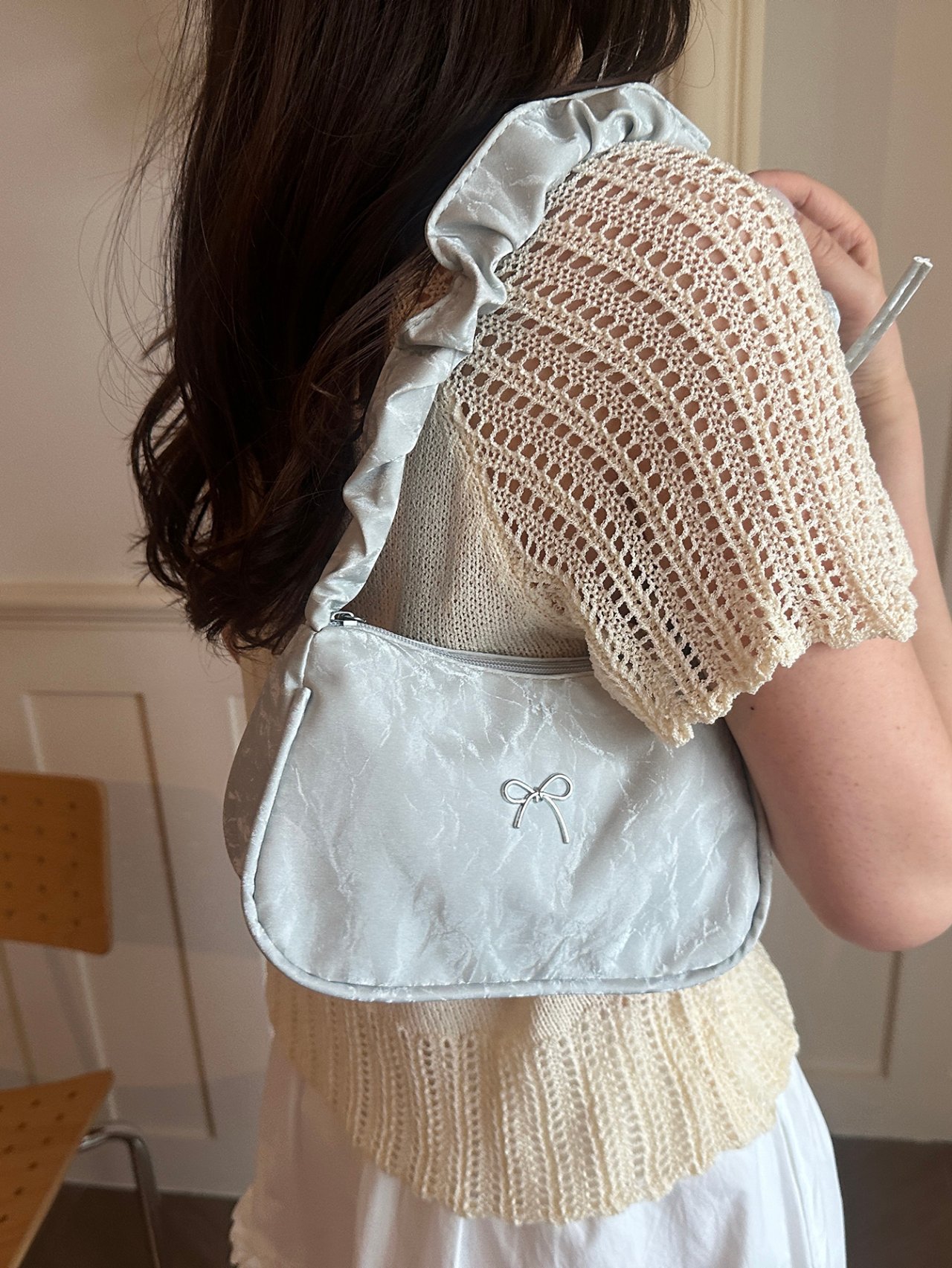 Silver Bow Shoulder Bag