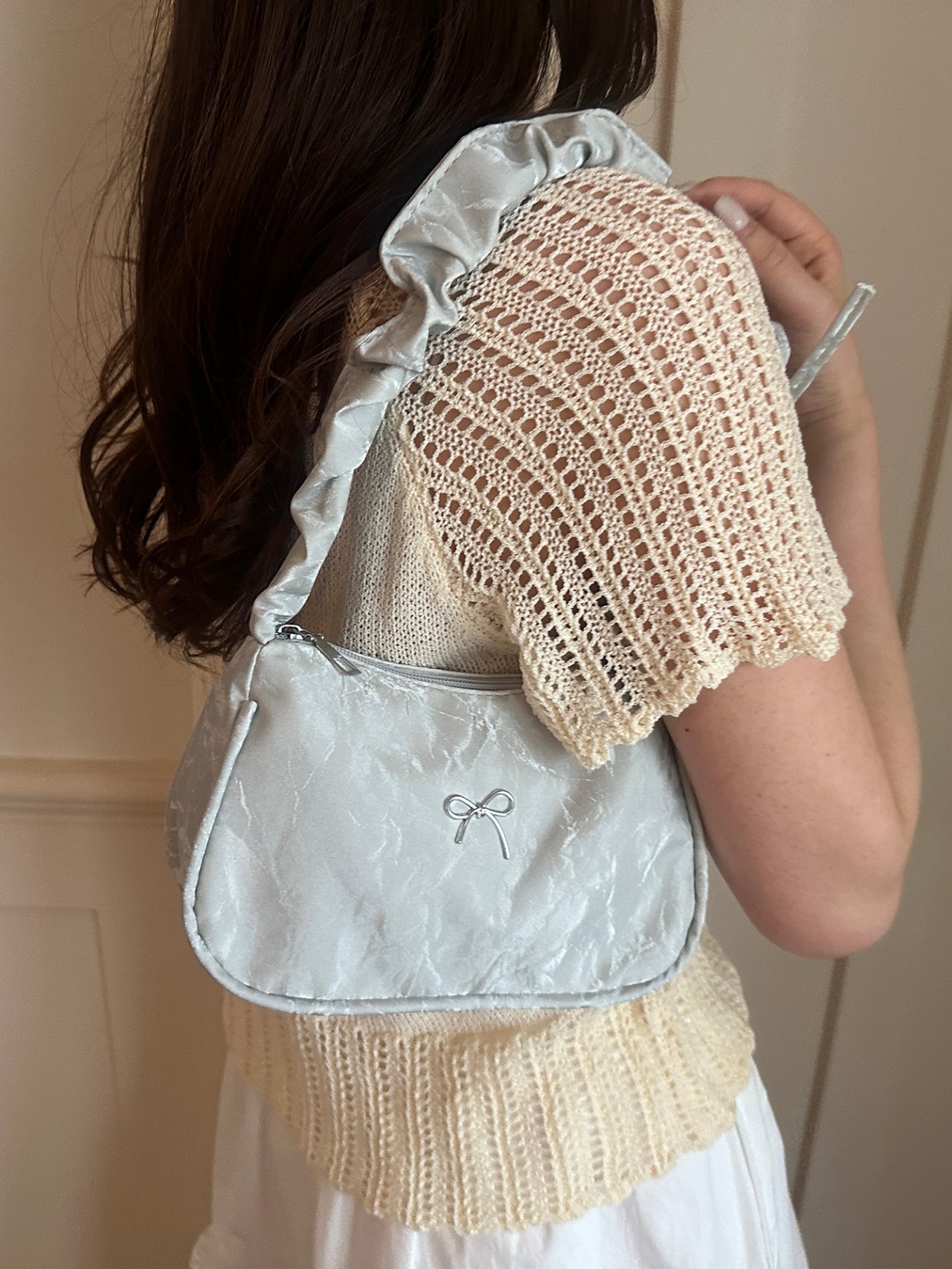 Silver Bow Shoulder Bag