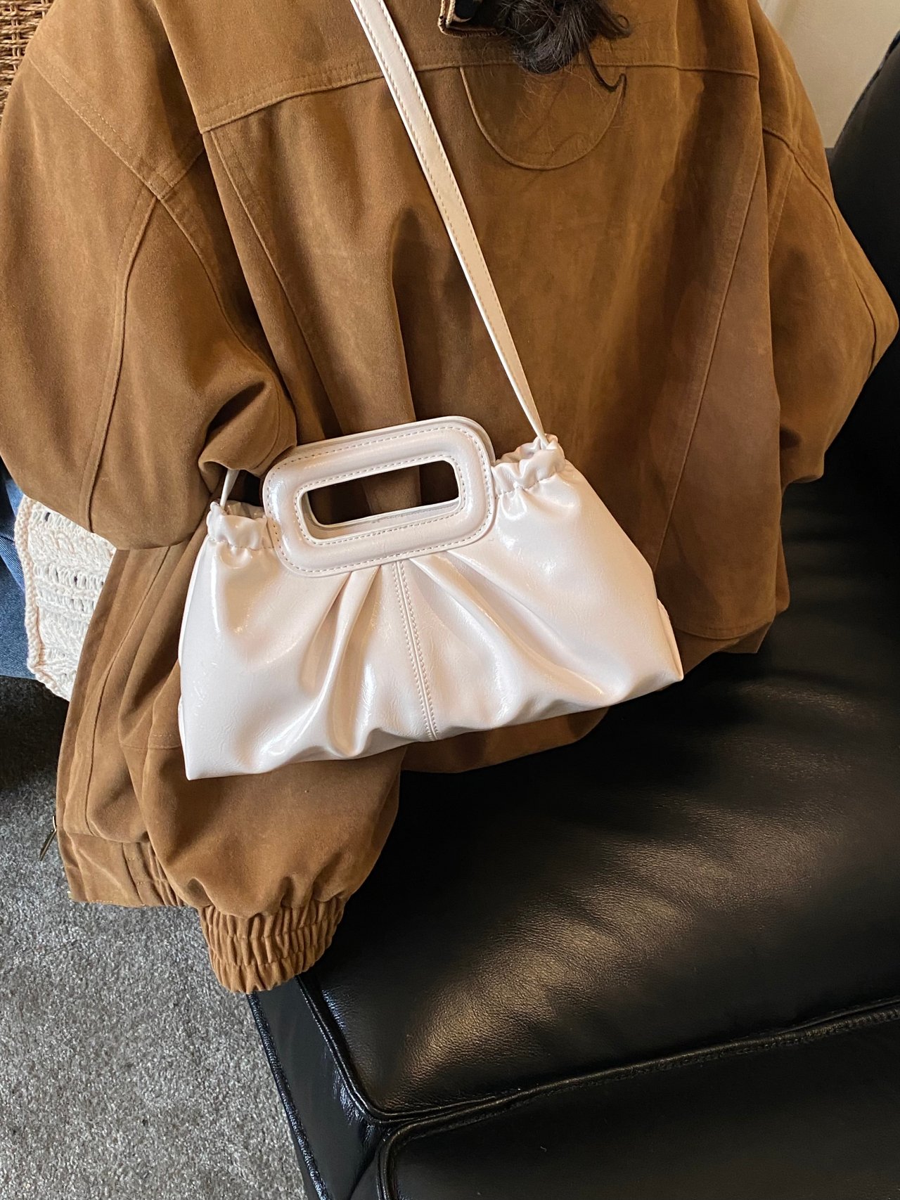 Off-White Ruched Shoulder Bag