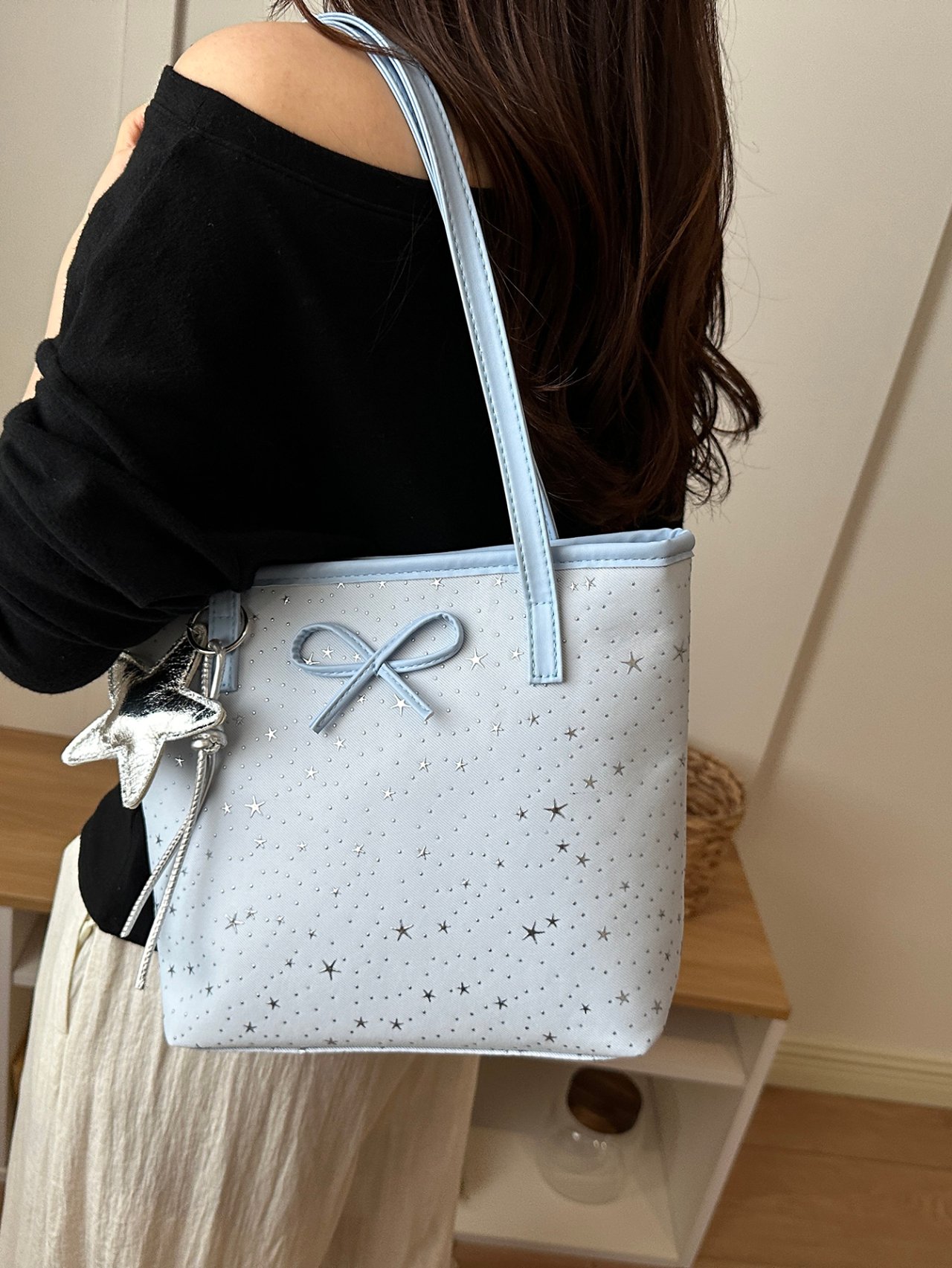 Sky Blue Starry Tote Bag