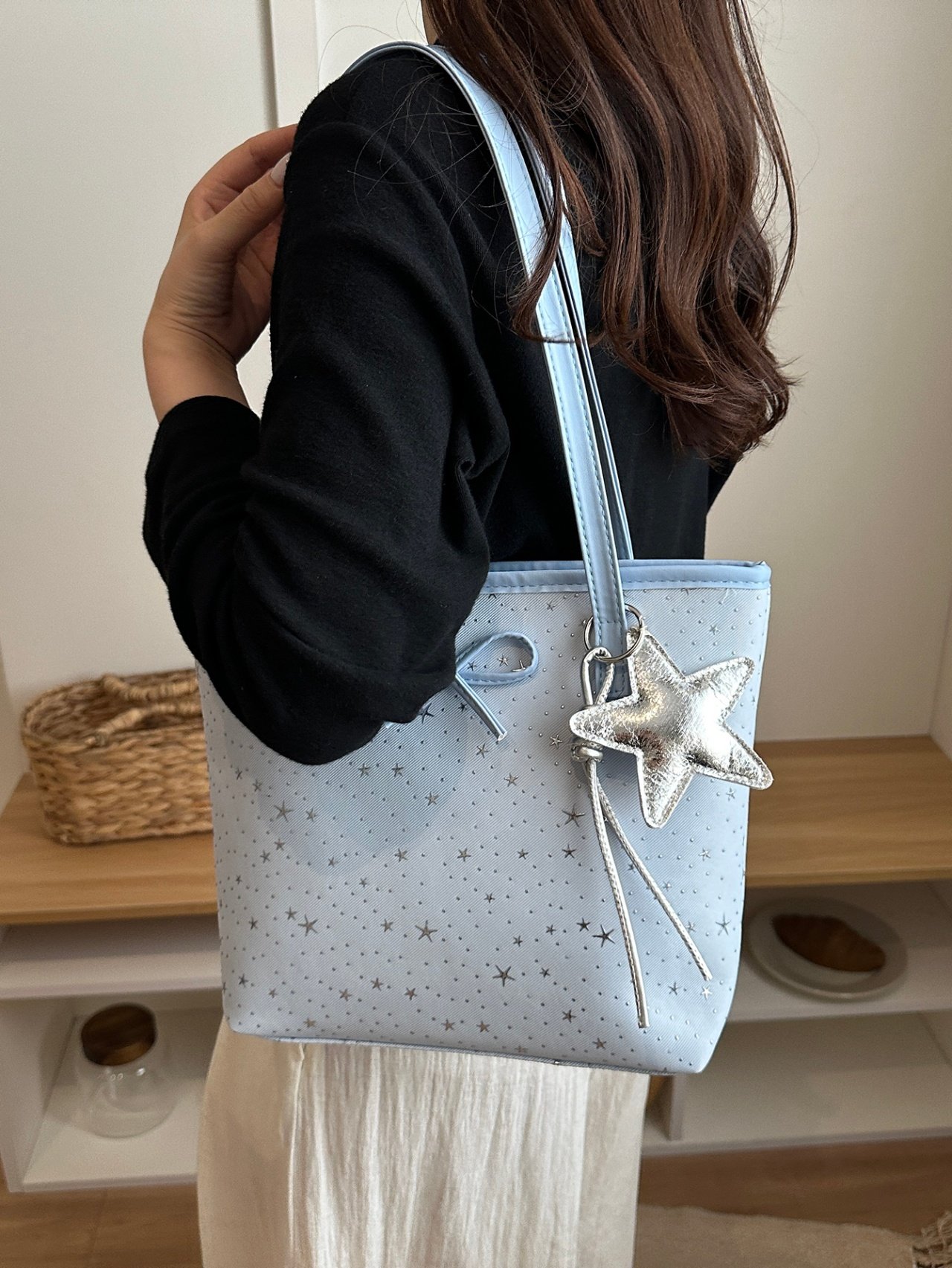 Sky Blue Starry Tote Bag